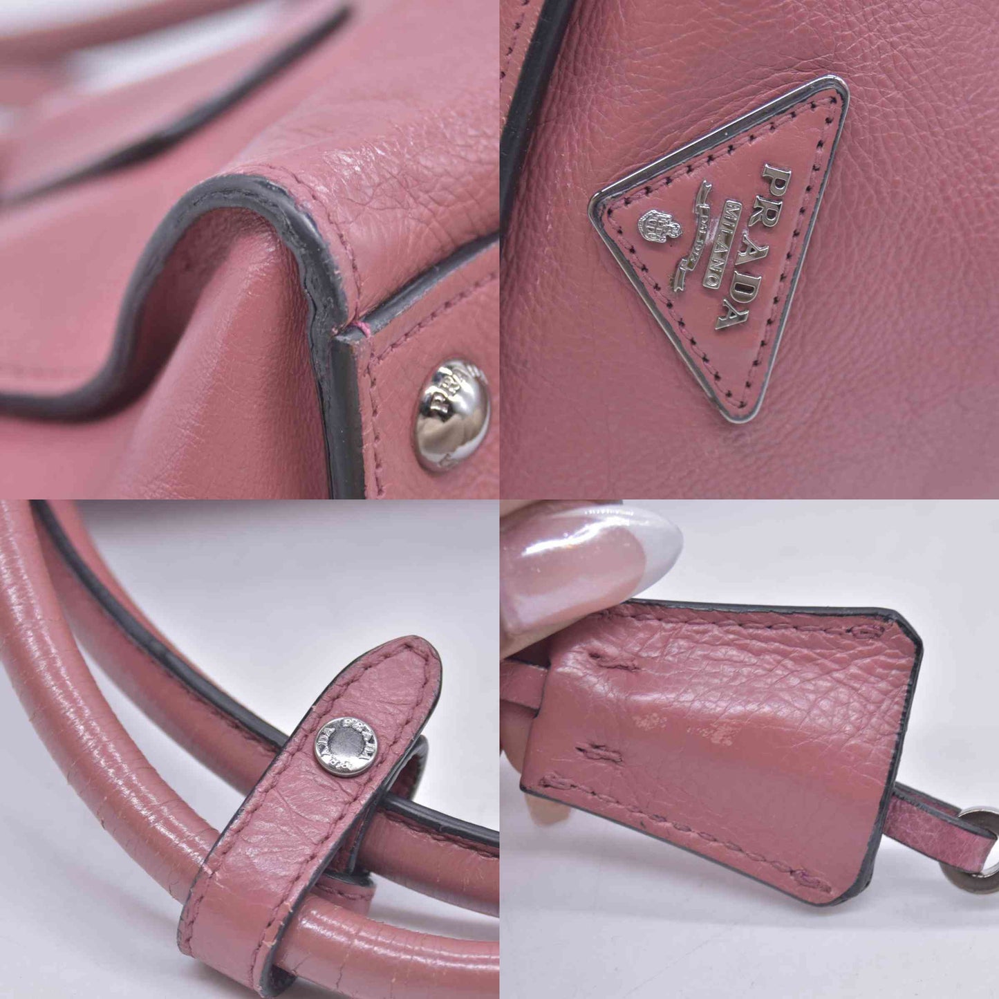 $1595 Prada Vitello Daino Leather Sound Rosso CONSIGNMENT 10020764
