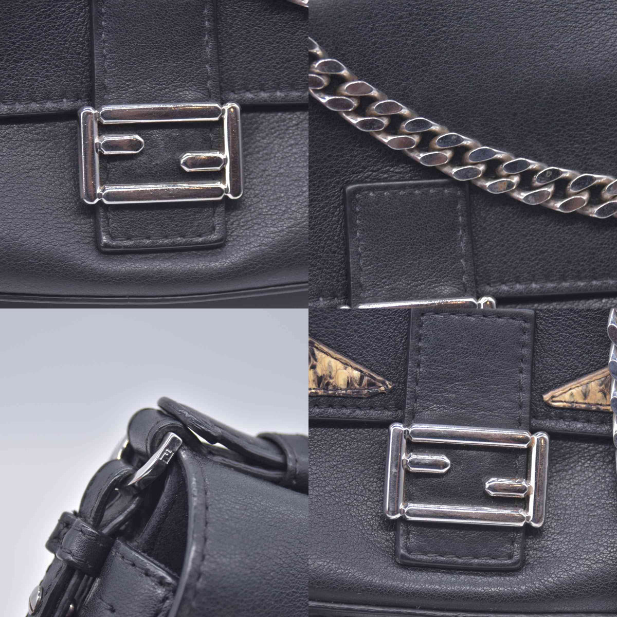 $1850 FENDI Monster Double Micro Baguette Black CONSIGNMENT