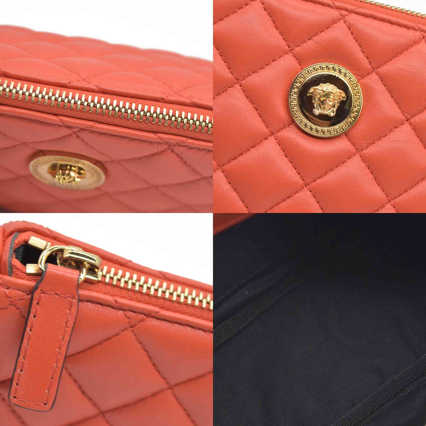$1875 Versace Half Moon Quilted Bag Coral Medusa CONSIGNMENT