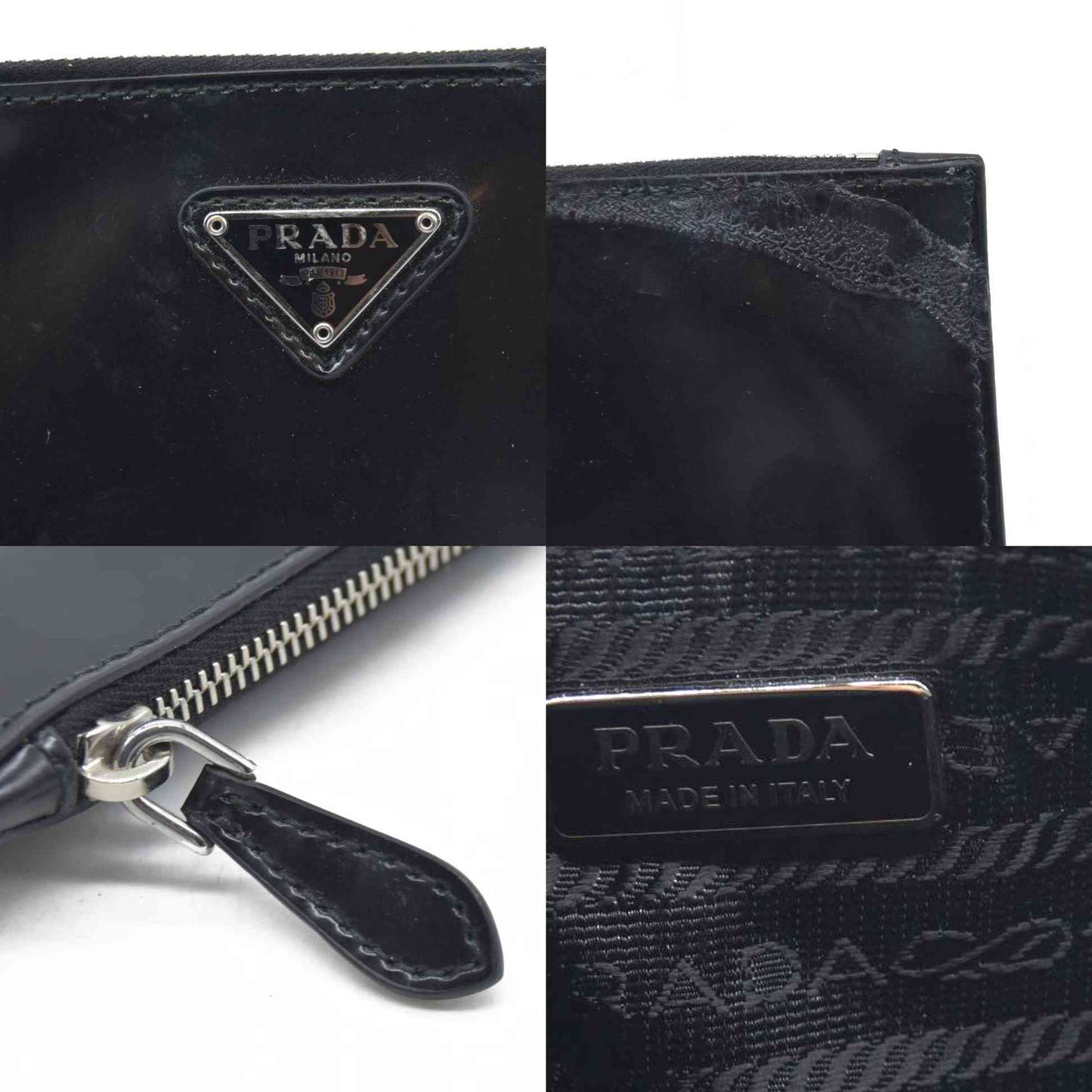 $600 Prada Enameled Metal Zipper Pouch CONSIGNMENT