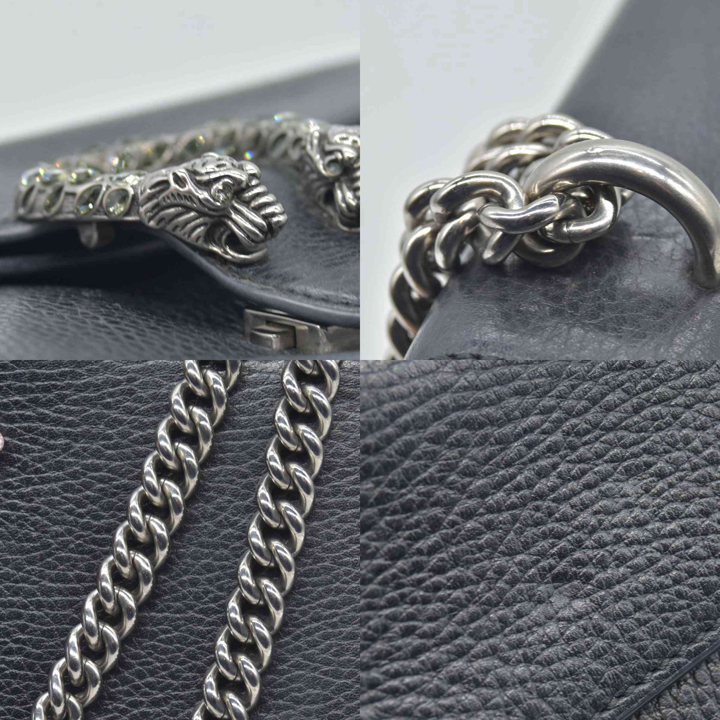 $3350 Gucci Pebbled Calfskin Small Dionysus Shoulder Bag Black
