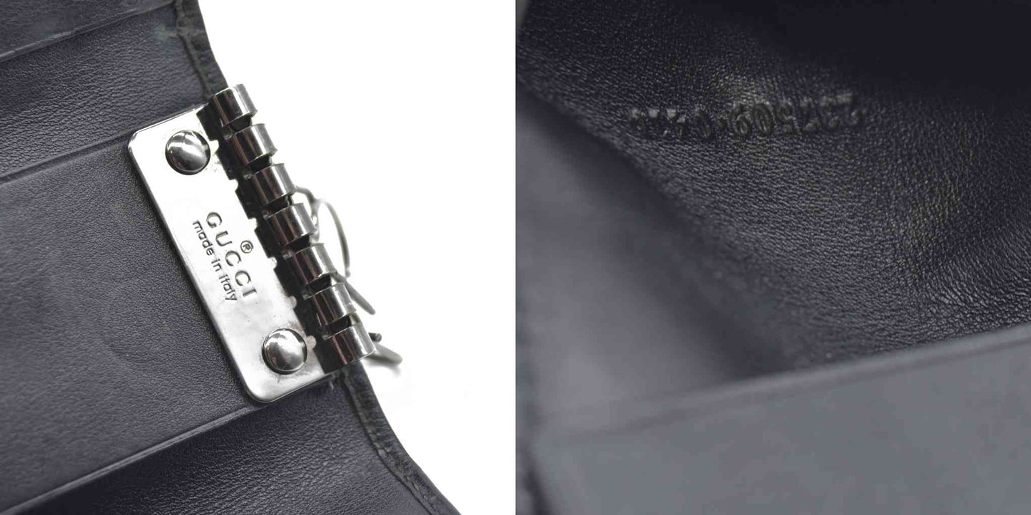 $350 GUCCI Ssima GG Logo Leather 6 Ring Key Case Black Marmont