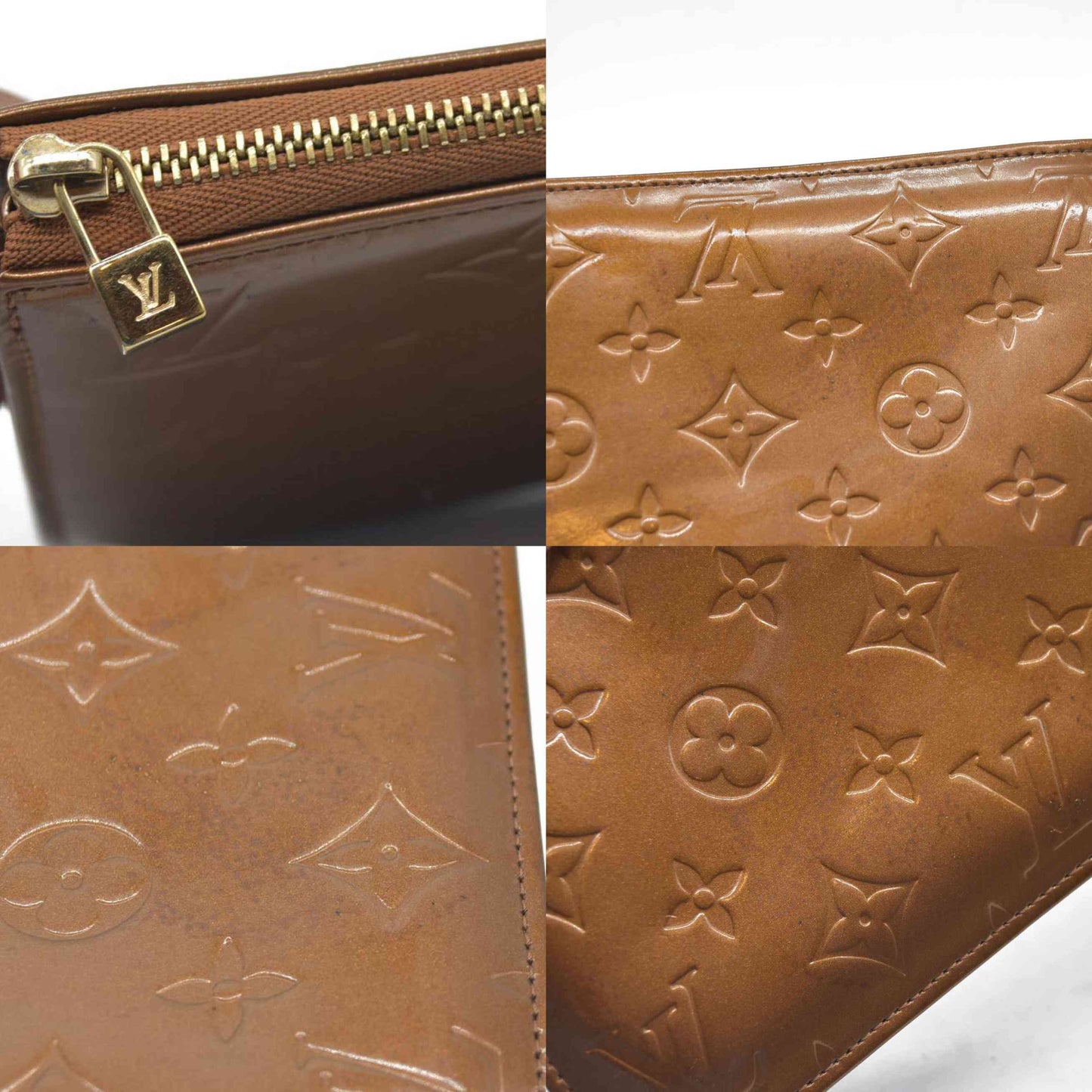 $740 Louis Vuitton  Vernis Lexington Pochette Noisette