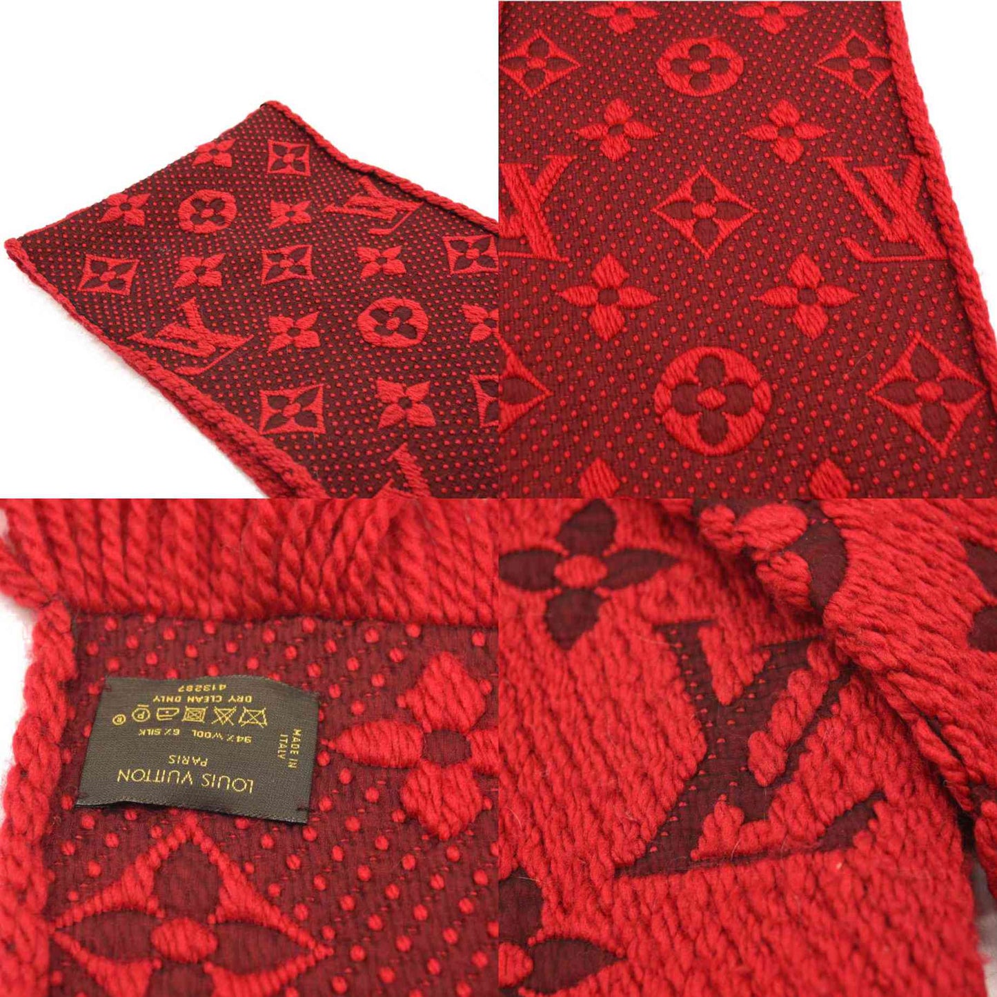 LOUIS VUITTON RED LOGOMANIA WOOL SCARF
