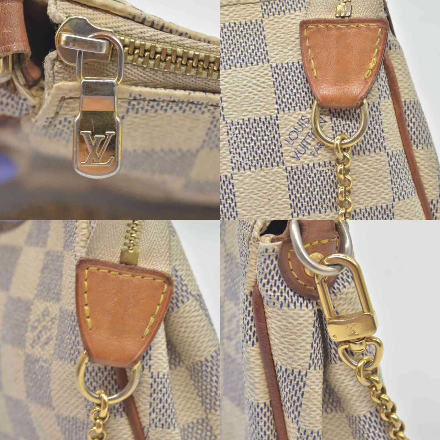 $1460 2012 Louis Vuitton Damier Azur Eva Clutch SN2182