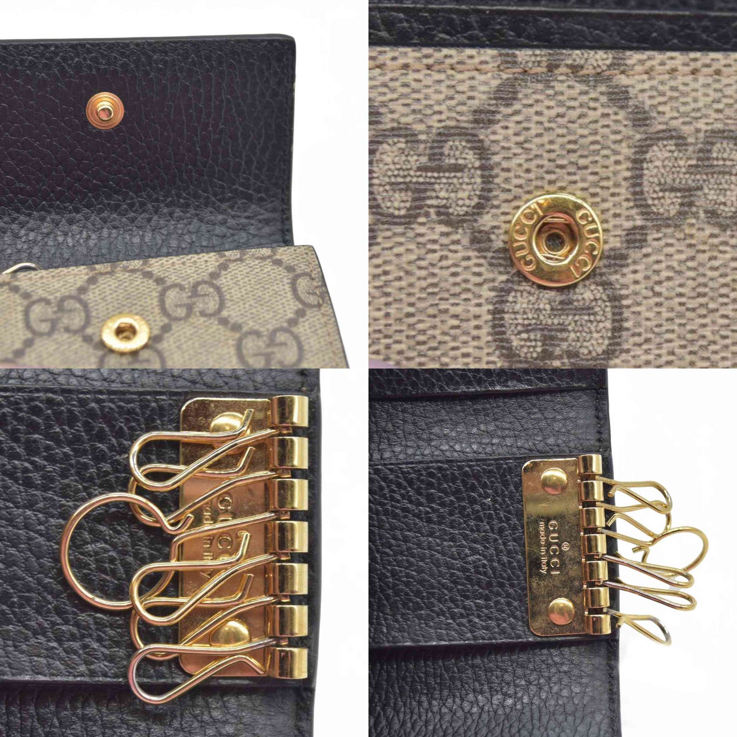 $550 GUCCI GG Supreme Marmont PVC Patent Leateher 6 Ring Key Case