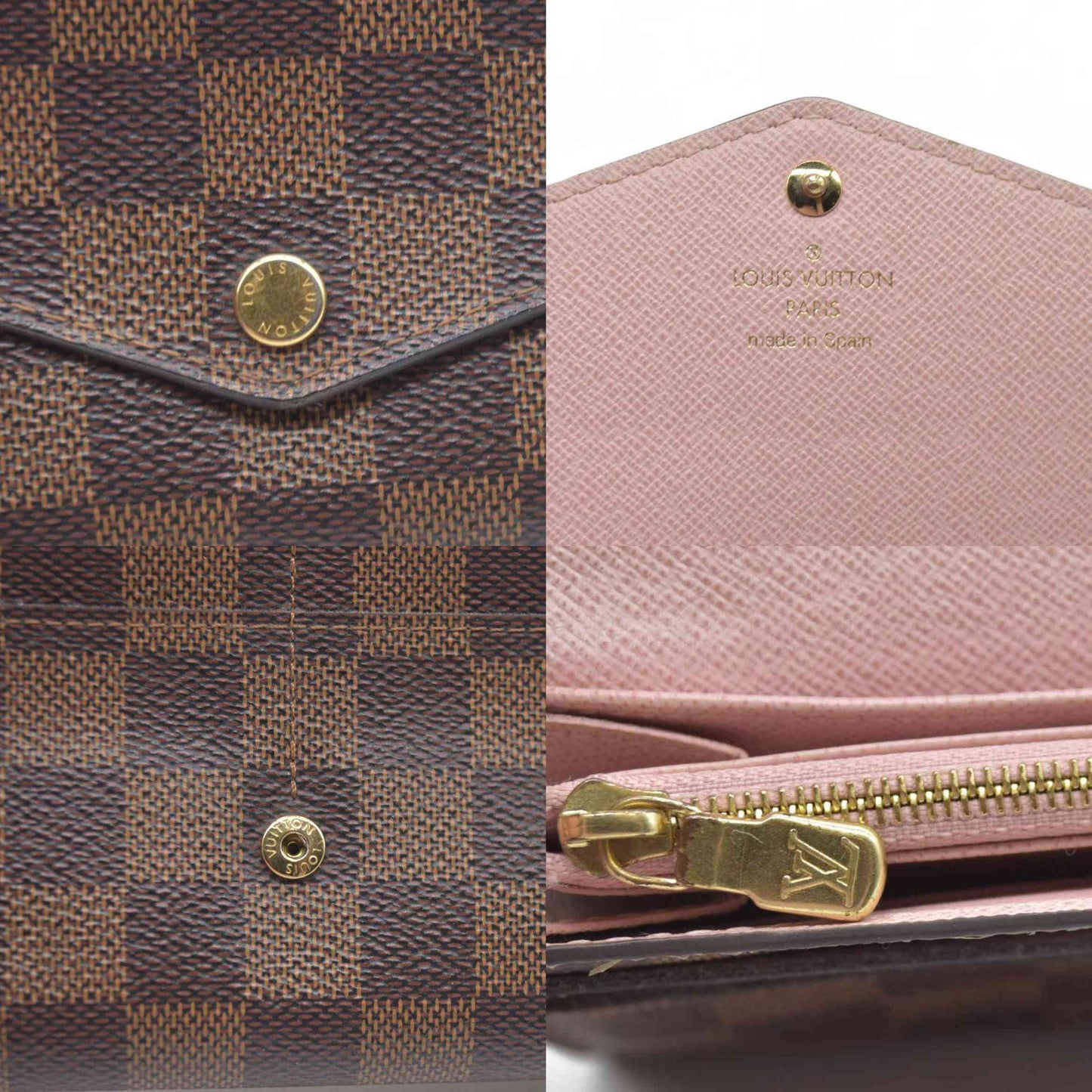 $775  LOUIS VUITTON Damier Ebene Portefeuille Sarah Long Wallet CA0270