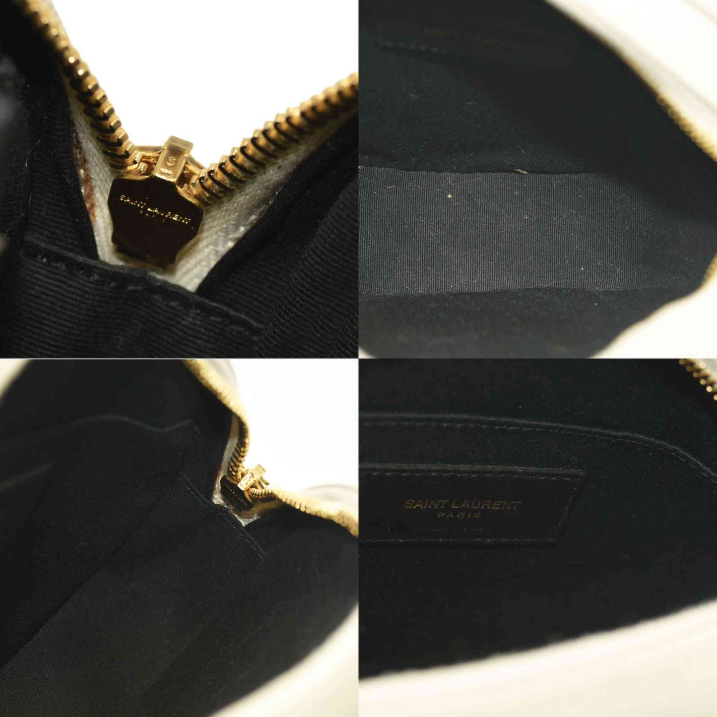 Saint Laurent  Grain De Poudre Matelasse Chevron Quilted Round Vinyle Camera Bag Crema Soft