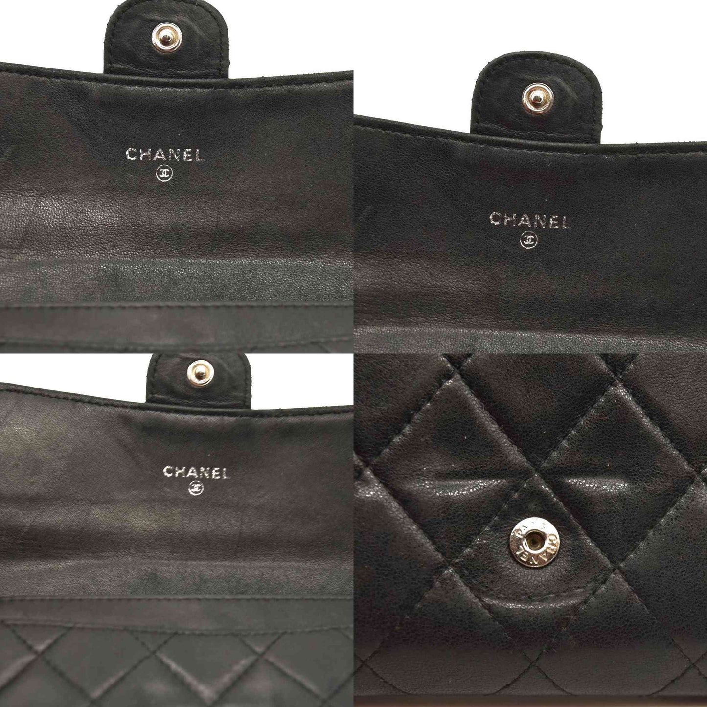 Chanel  Lambskin Quilted Large Flap Wallet Black 10954966