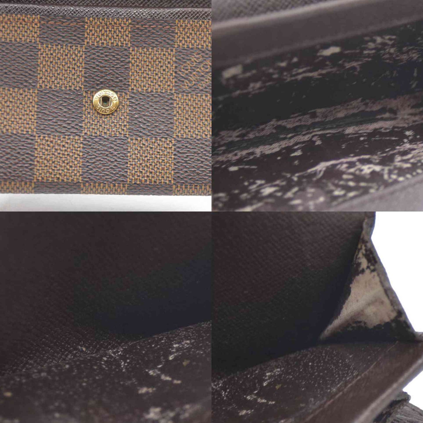 Louis Vuitton Damier Porte Monnaie Plat Coin Purse Wallet Brown MI1919