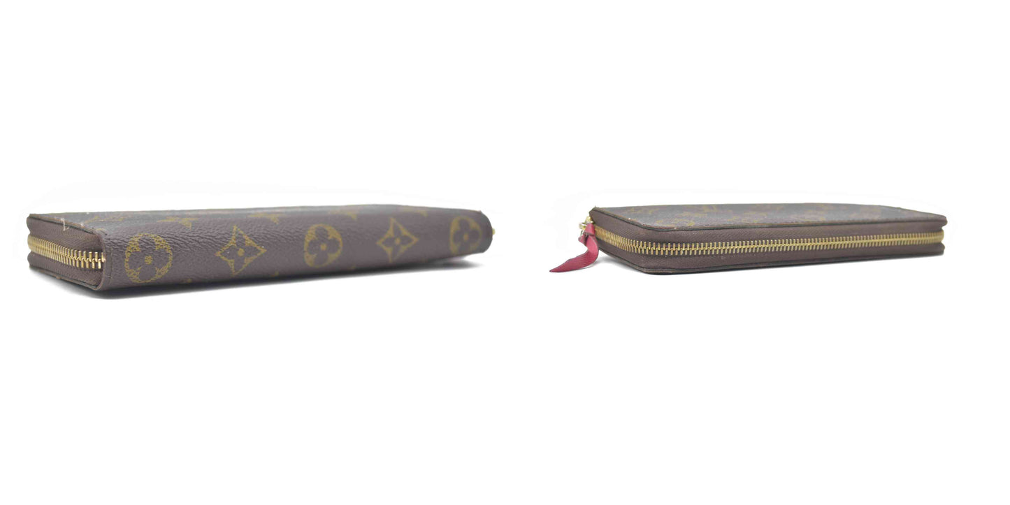$605 Louis Vuitton  Monogram Clemence Wallet Fuchsia SD1108 2018