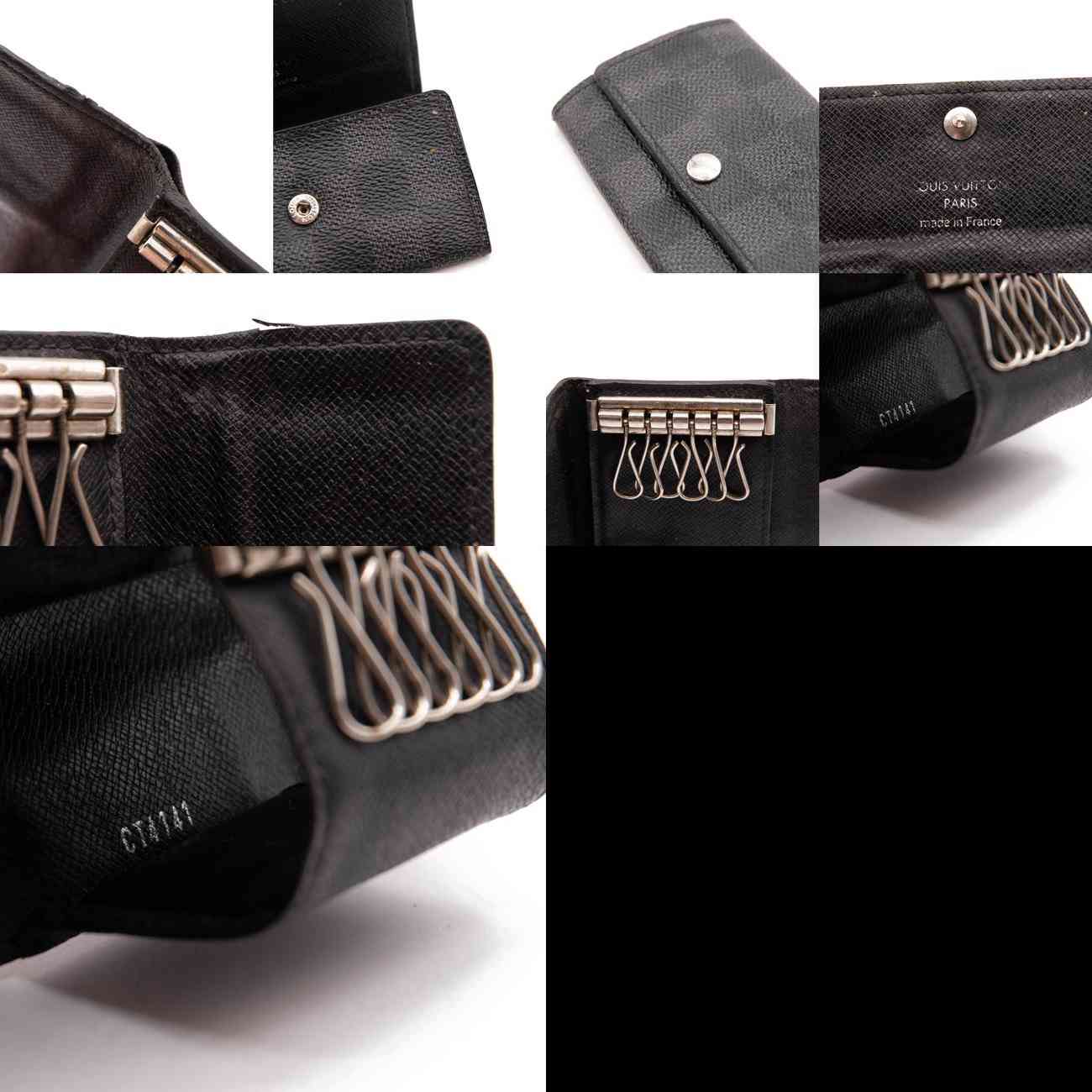 Louis Vuitton Black Damier Graphite Multicles 6 Key Holder Wallet