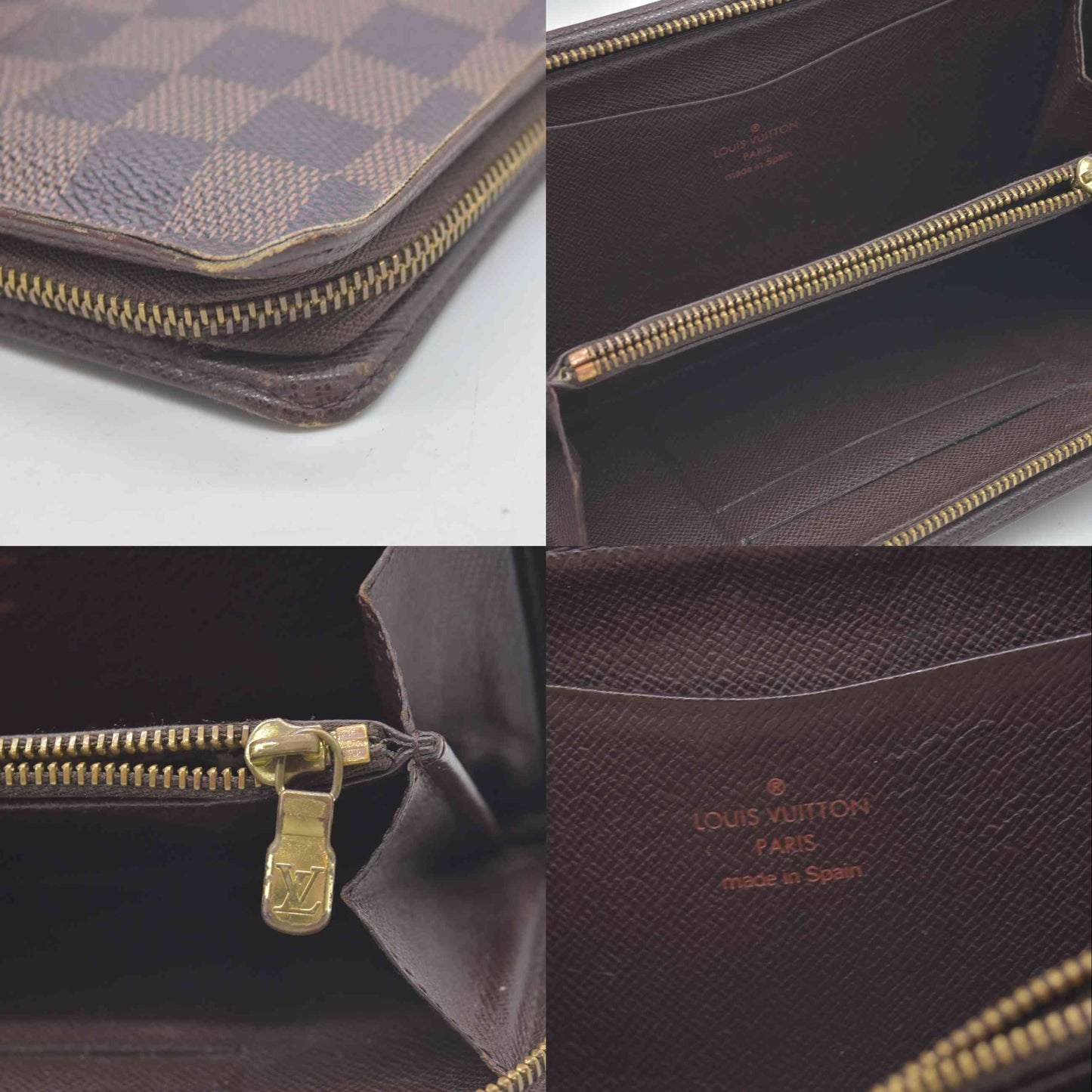 $915 Louis Vuitton Damier Porte Monnaie Zippy Long Wallet Brown CA0040