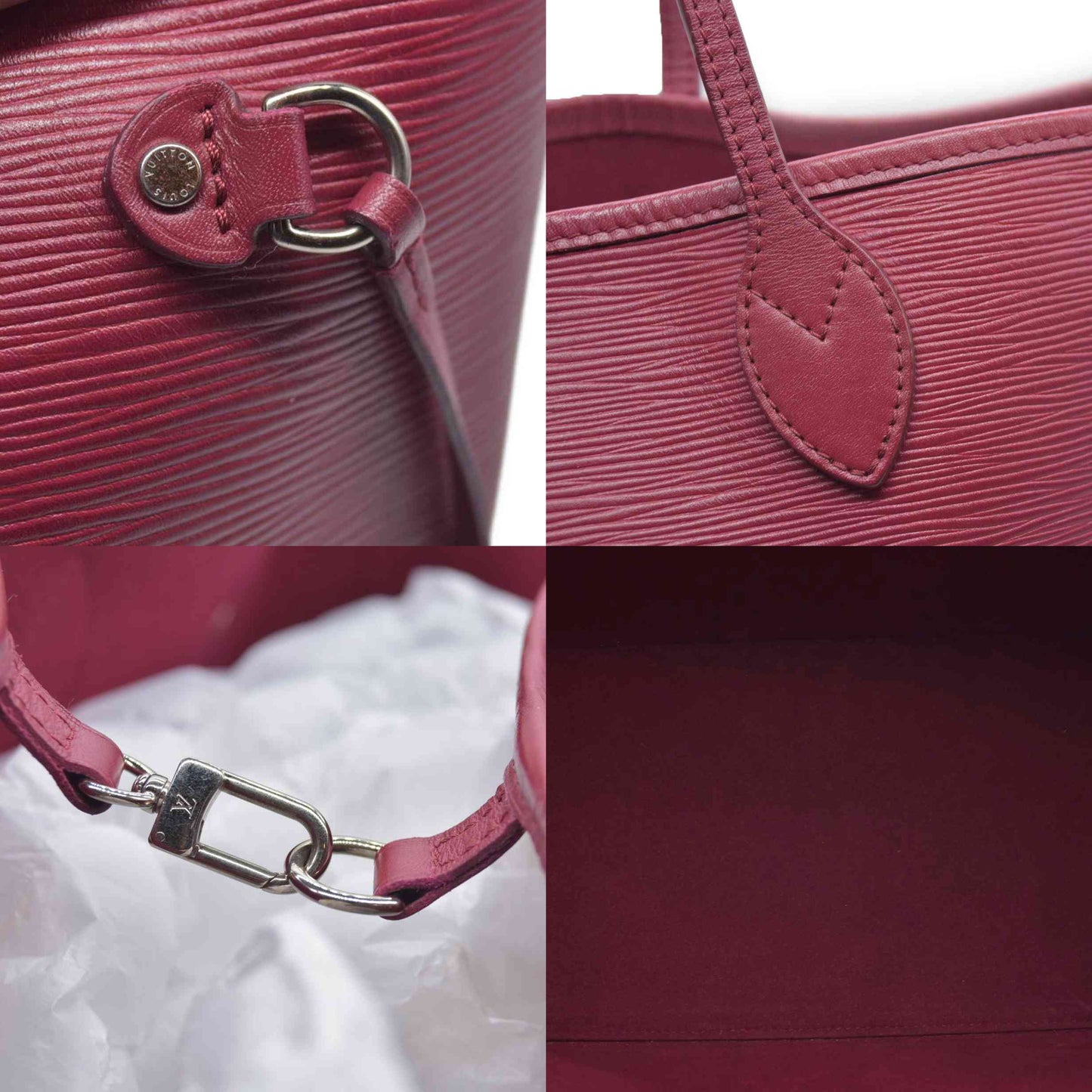 $2500 Louis Vuitton Epi Leather Neverfull MM Fuchsia SR2103