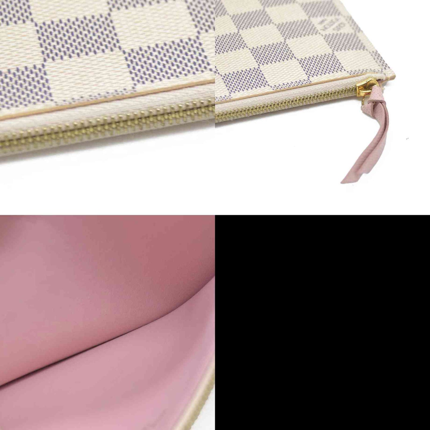 $1580 Louis Vuitton Damier Azur Pochette Félicie Wallet Zippered Insert Rose Ballerine
