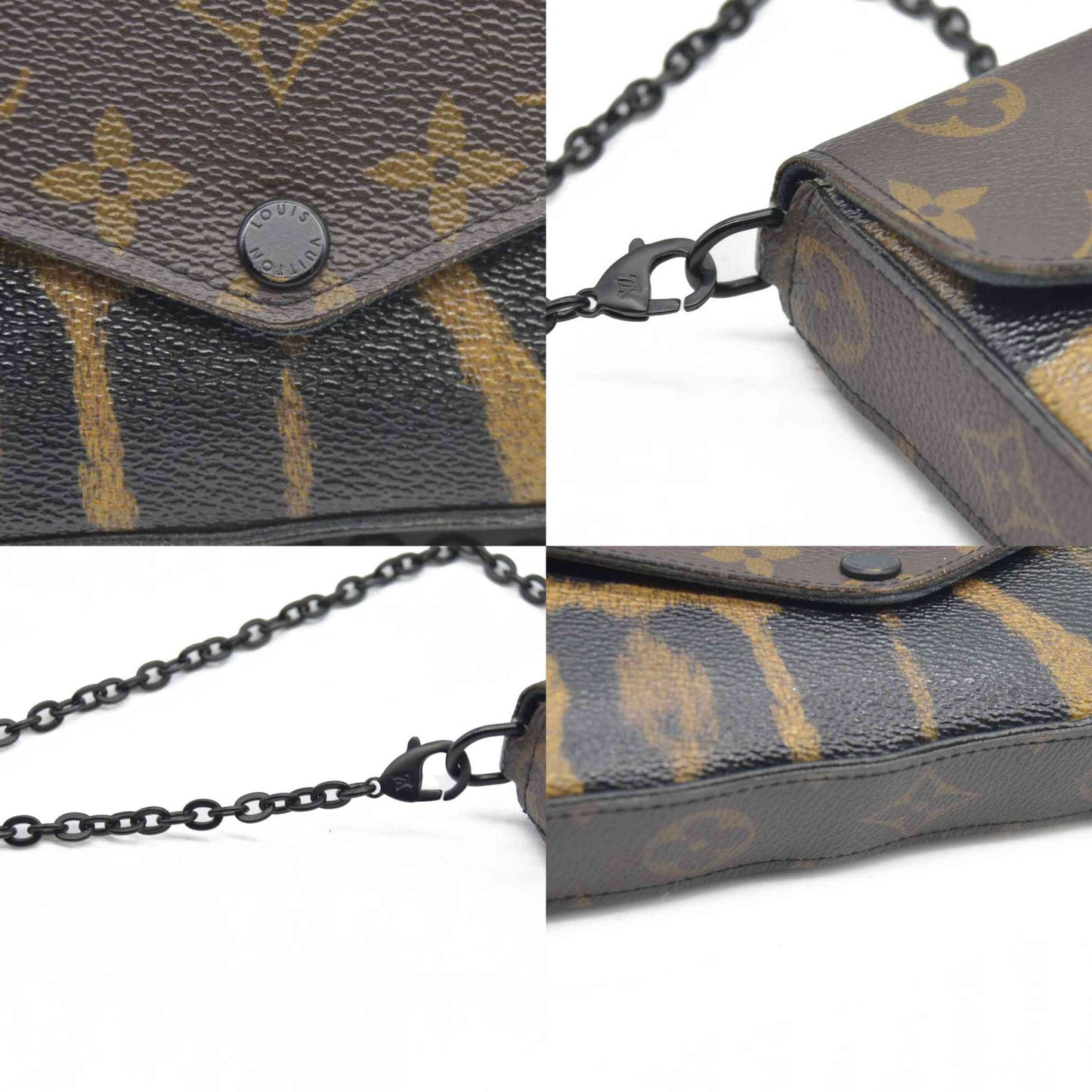 $1580 Louis Vuitton Monogram Leopard Pochette Felicie