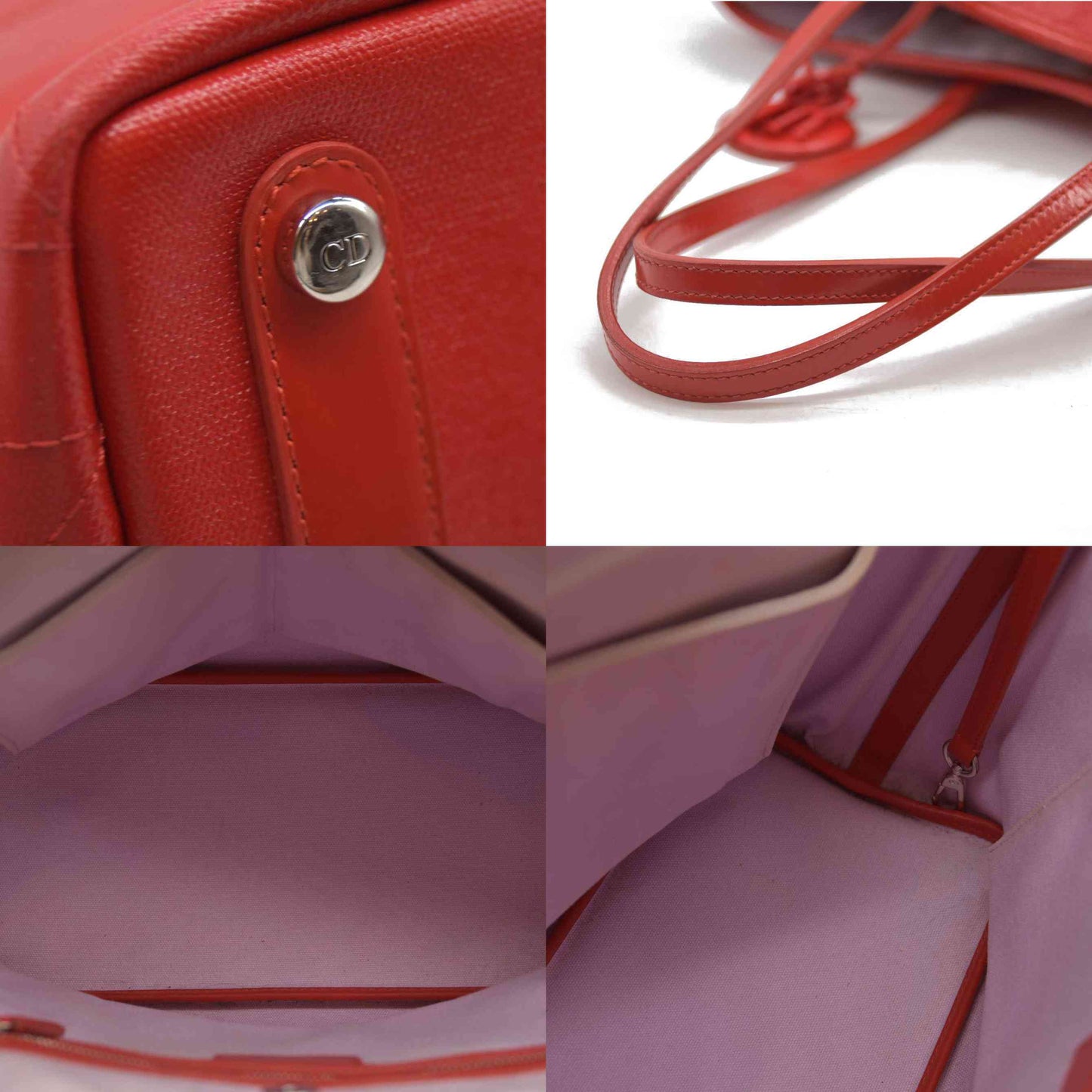 AUCTION $3400 Christian Dior  Coated Canvas Cannage Panarea Shopping Tote Red