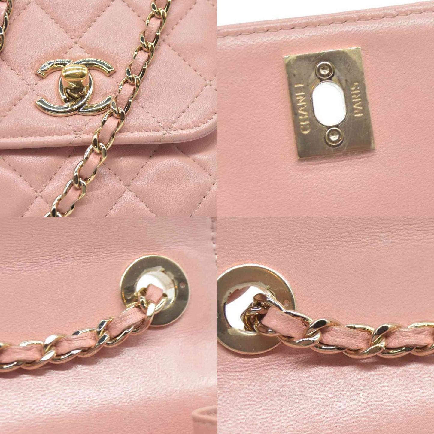 $2900 Chanel Lambskin Quilted Mini Trendy CC Clutch With Chain Light Pink