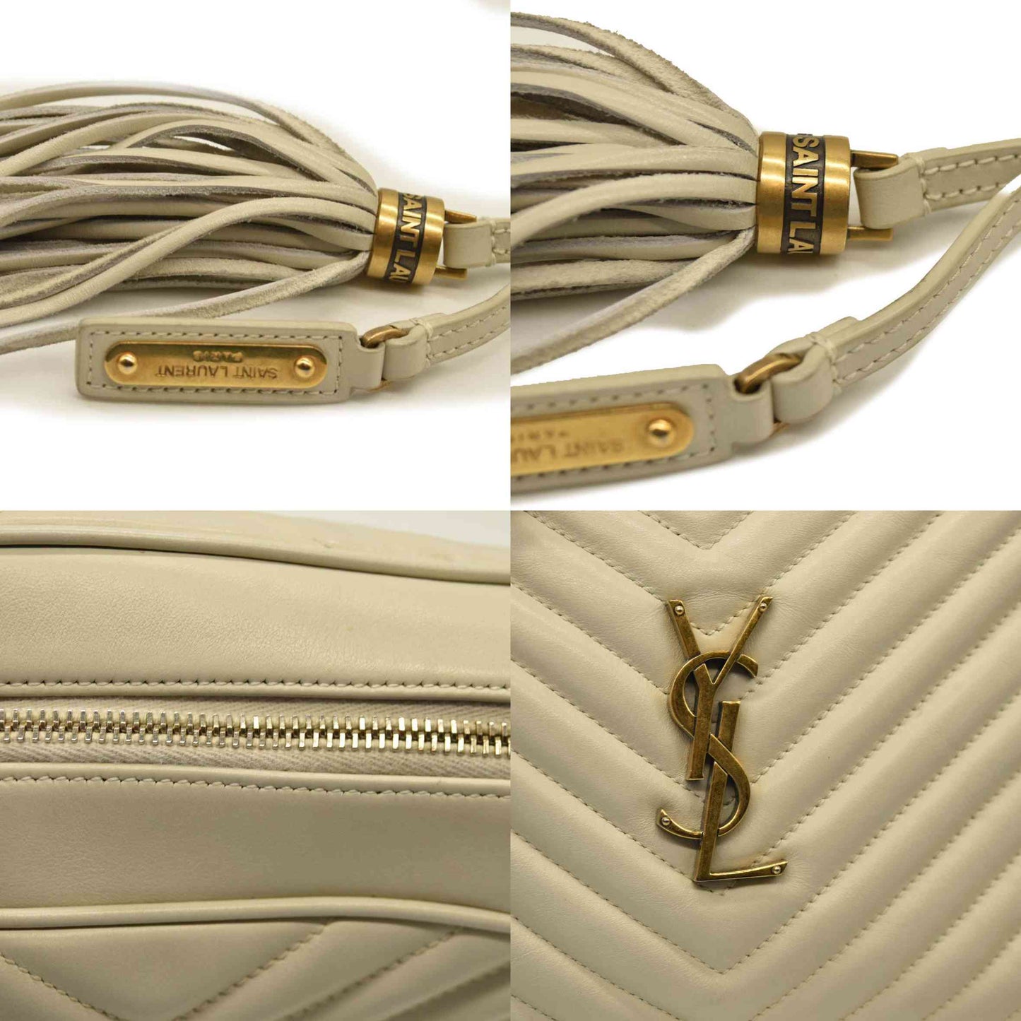 Saint Laurent  Calfskin Matelasse Monogram Lou Camera Bag Crema Soft