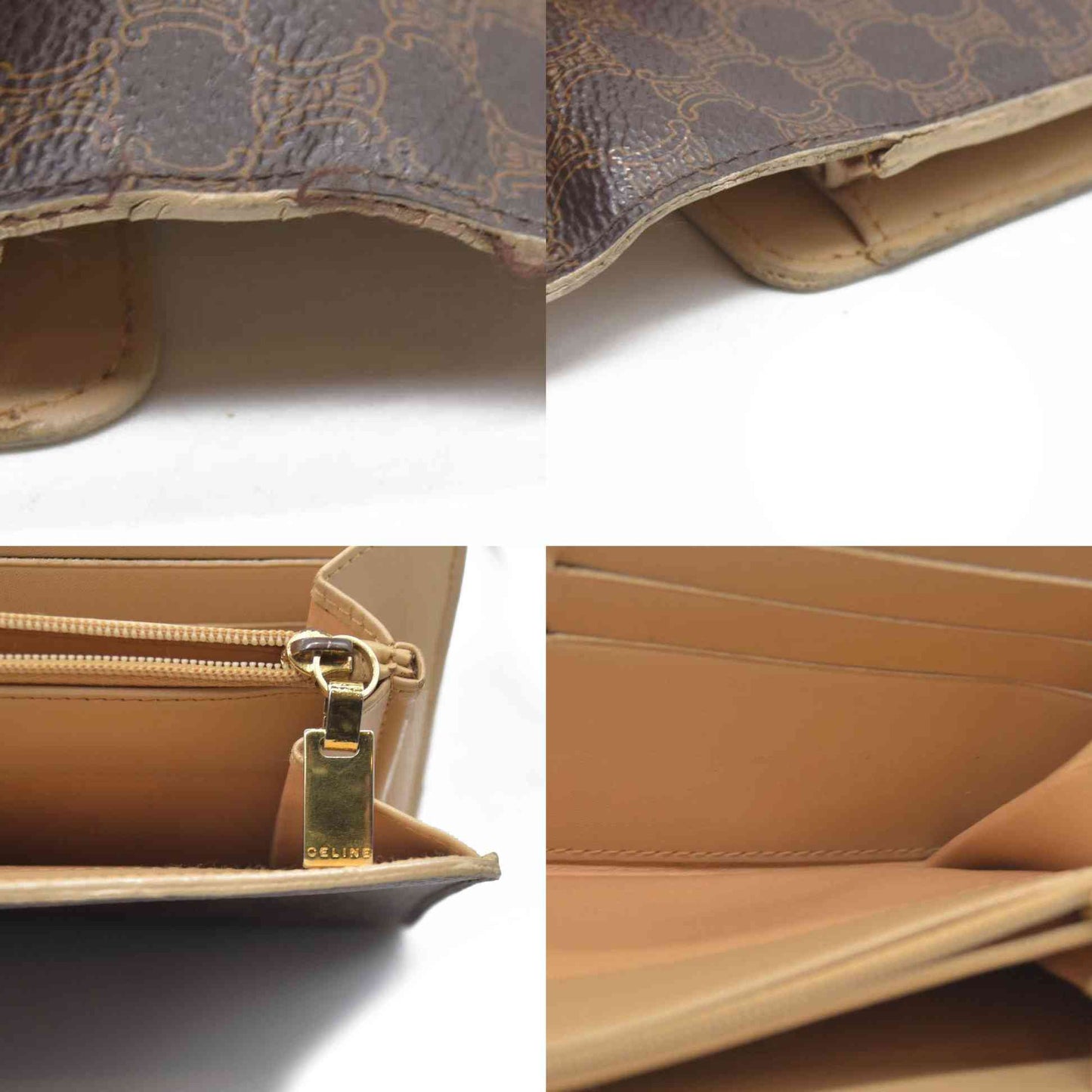 CELINE Bi-fold Long Wallet Brown Macadam Billfold PVC