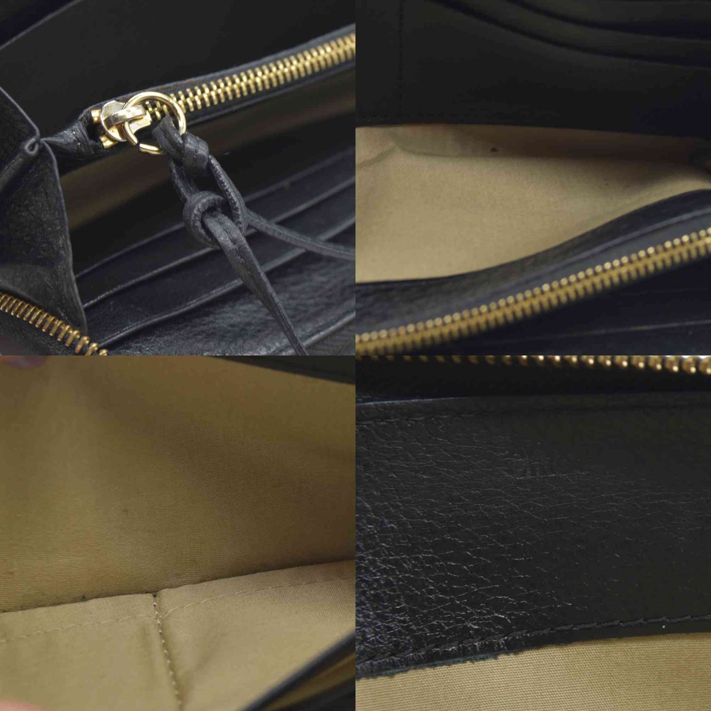 AUCTION $550 Chloe Lily Leather Zip Around Long Wallet Purse Black