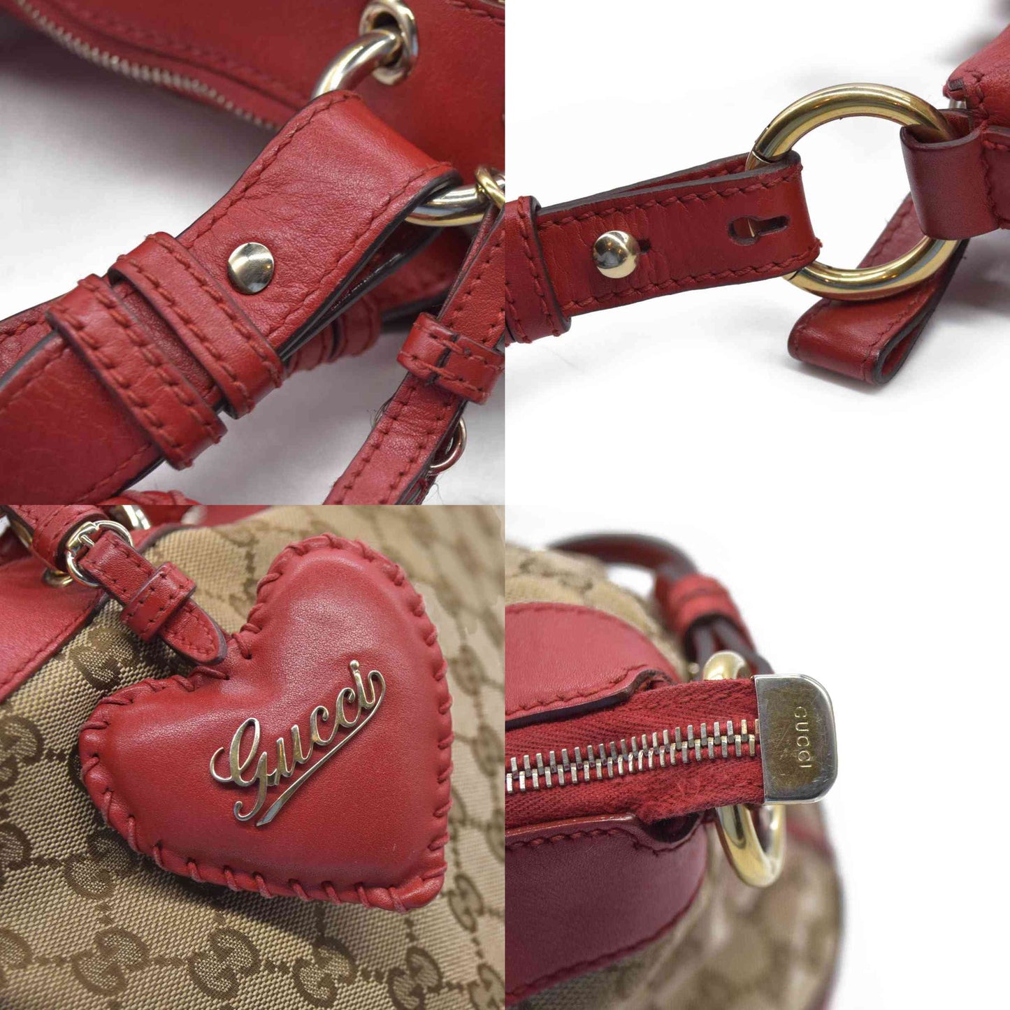 $1980 Gucci Monogram Signature GG Valentine Tote Red