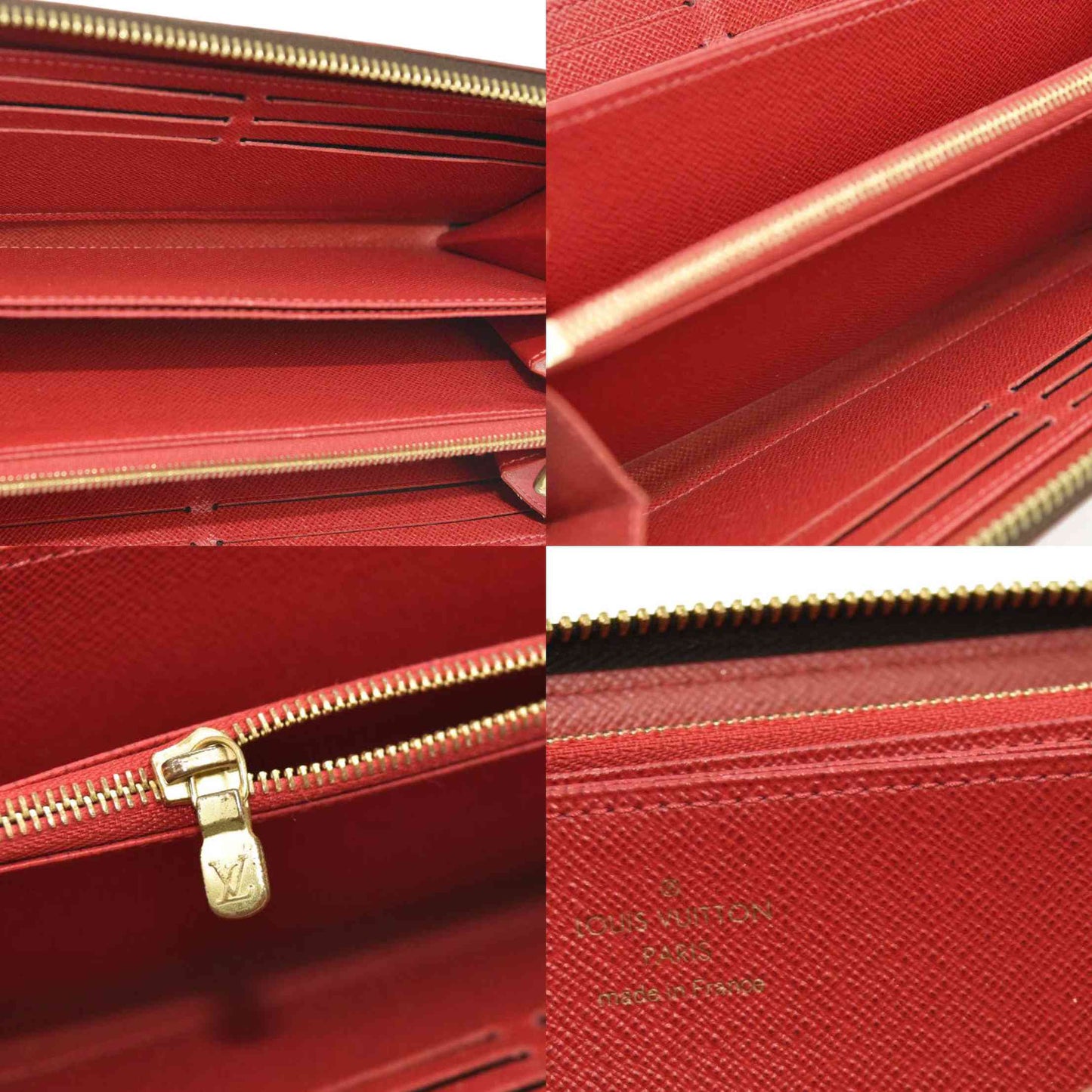 LOUIS VUITTON  Damier Ebene Studded Zippy Wallet Cherry MI1148