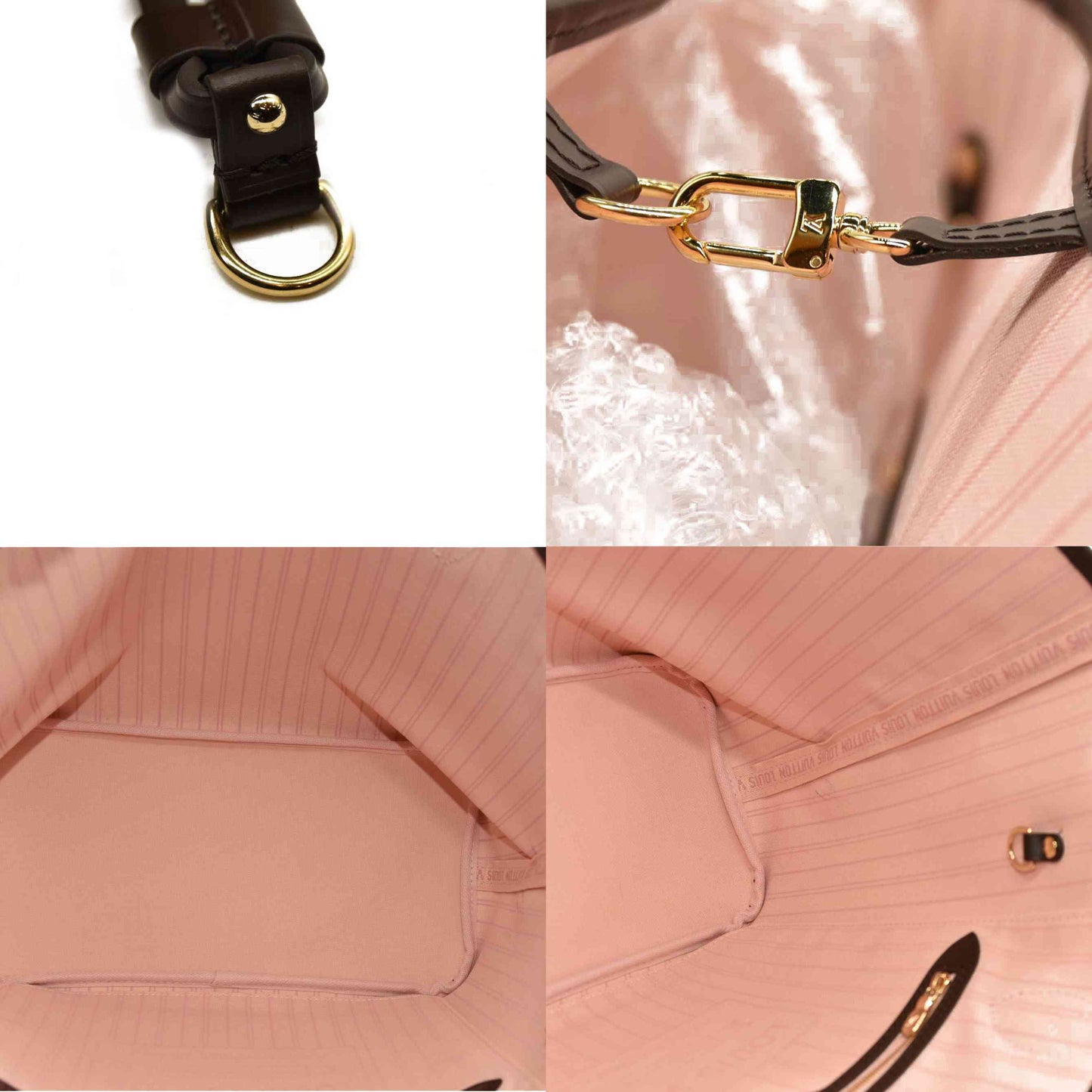 Louis Vuitton  Damier Ebene Neo Neverfull MM Rose Ballerine RFID