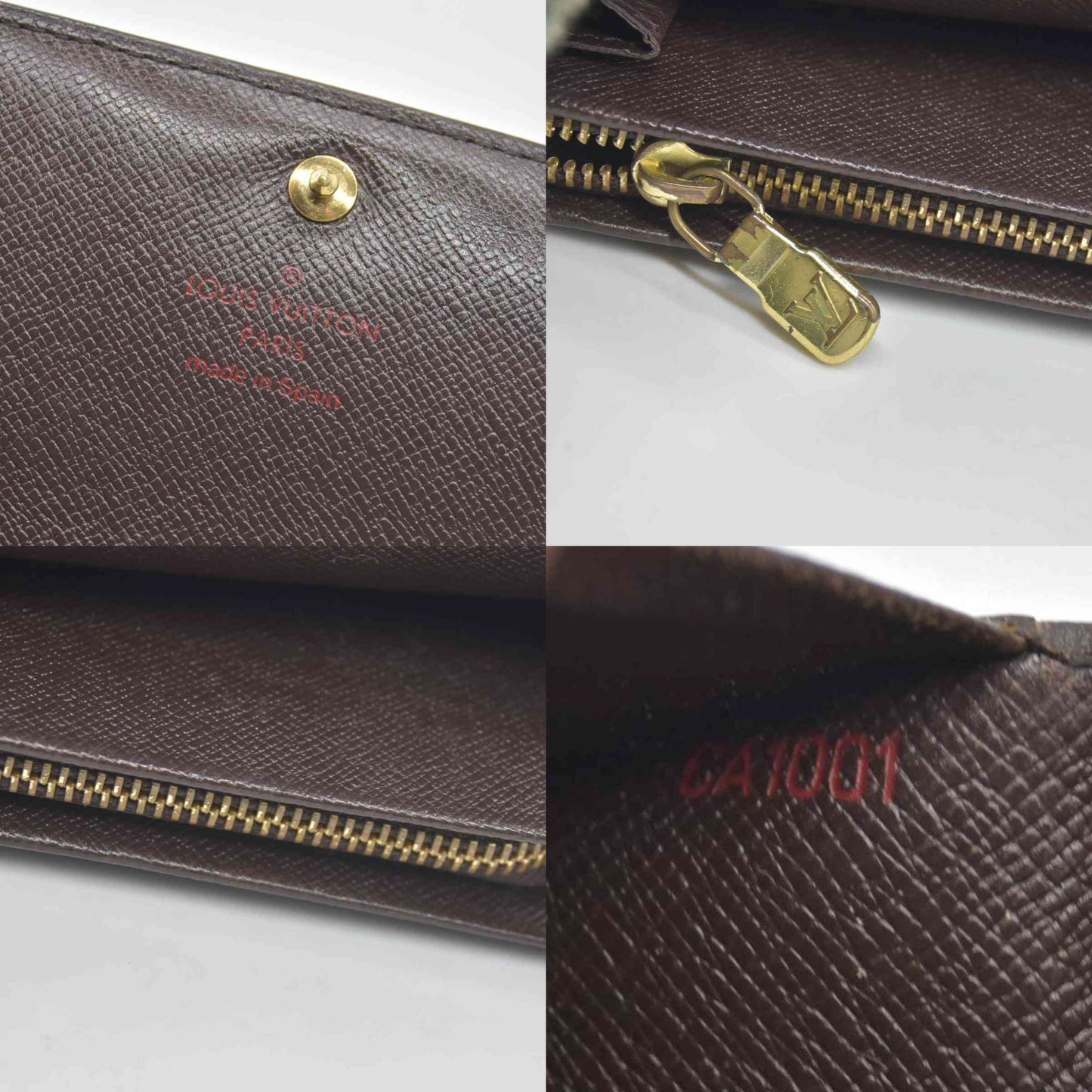 $550 2001 Louis Vuitton Damier Ebene Porte-Monnaie Tresor Wallet CA1001 CONSIGNMENT