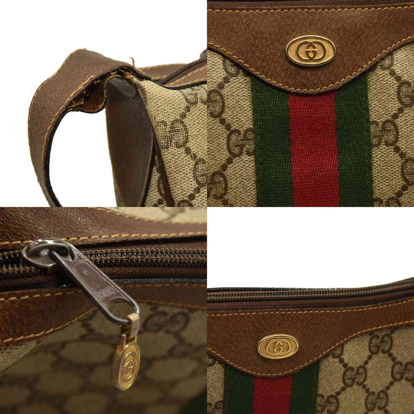 Gucci  GG Supreme Monogram Web Small Ophidia Half Moon Hobo Brown