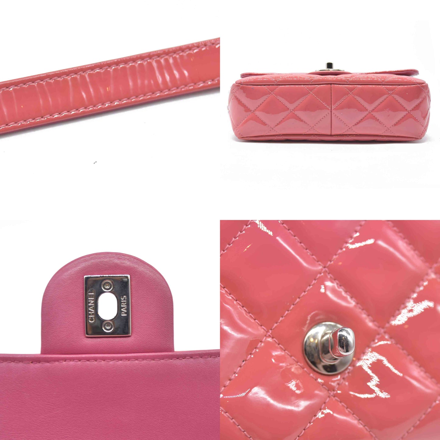 $4500 Chanel  Patent Quilted Large Coco Shine Flap Pink Single Flap