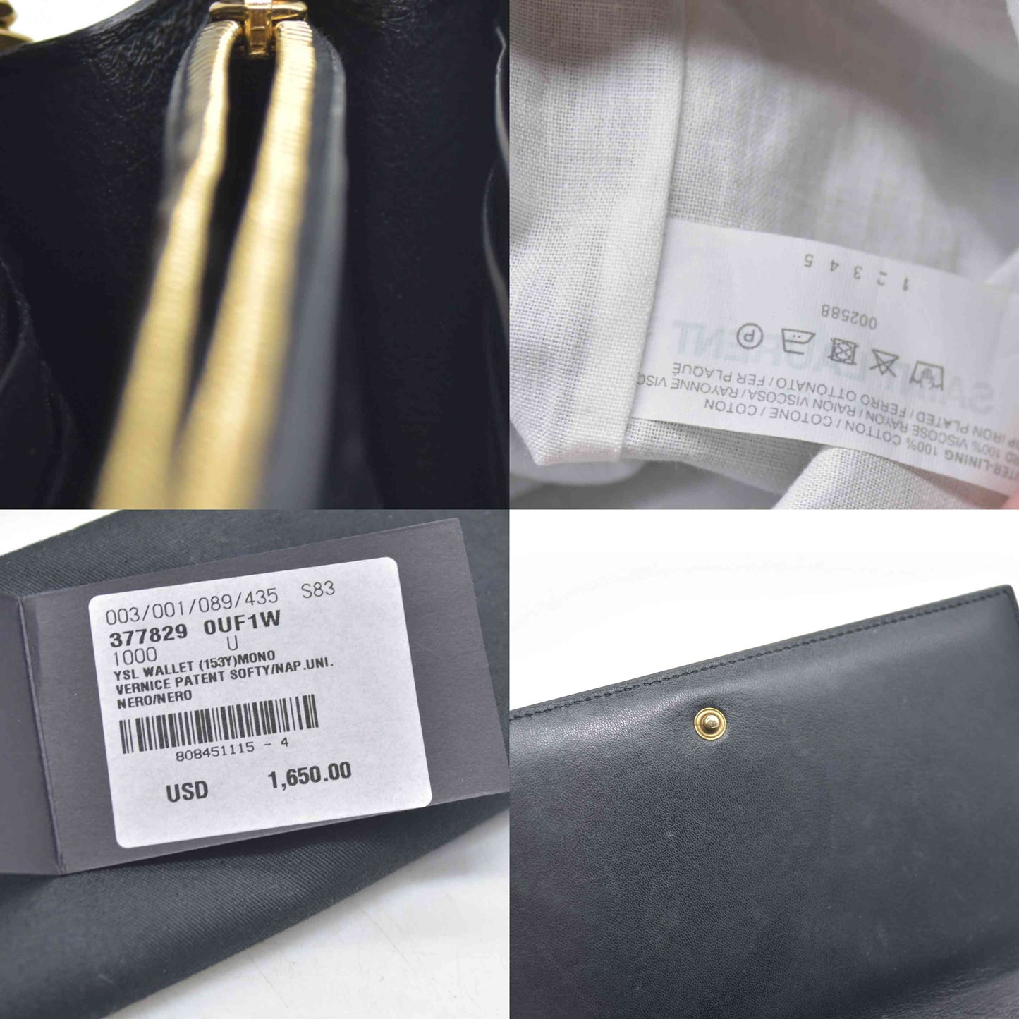 $1650 2018 Saint Laurent Black Kate Patent Wallet on a Chain WOC Crossbody