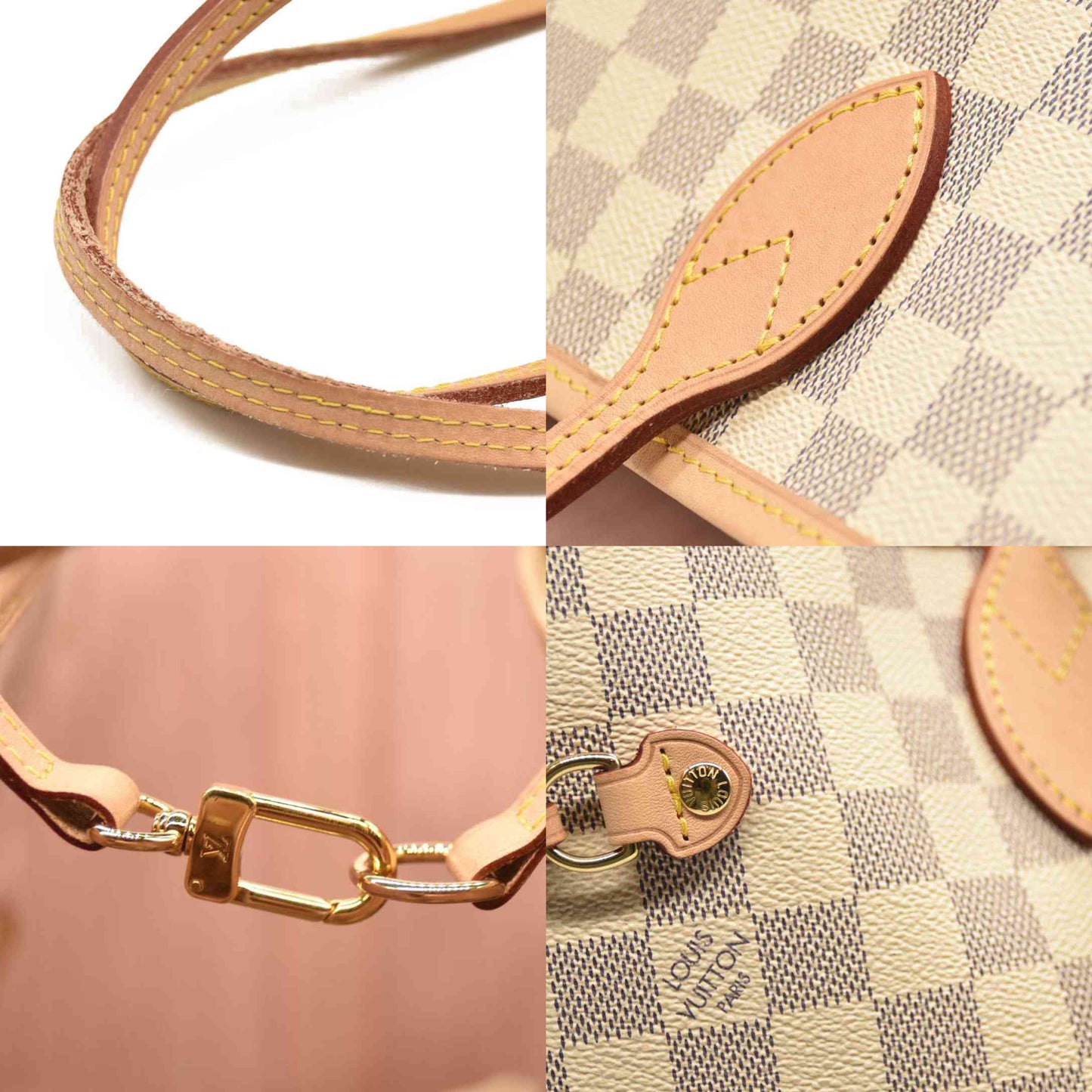 LOUIS VUITTON Damier Azur Neverfull MM Rose Ballerine