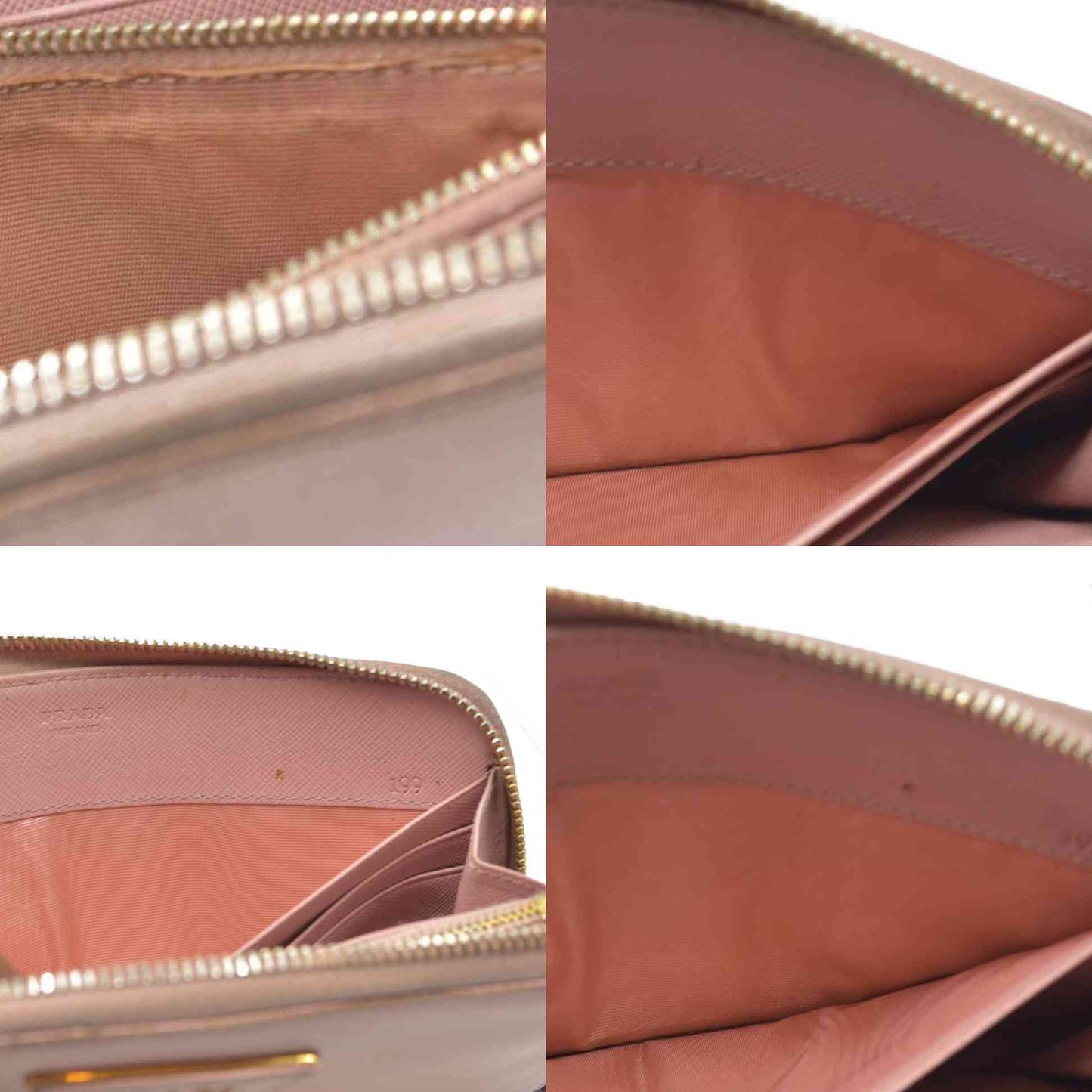 $1050 PRADA Logo Plate Saffiano Leather Zip Around Long Wallet Pink