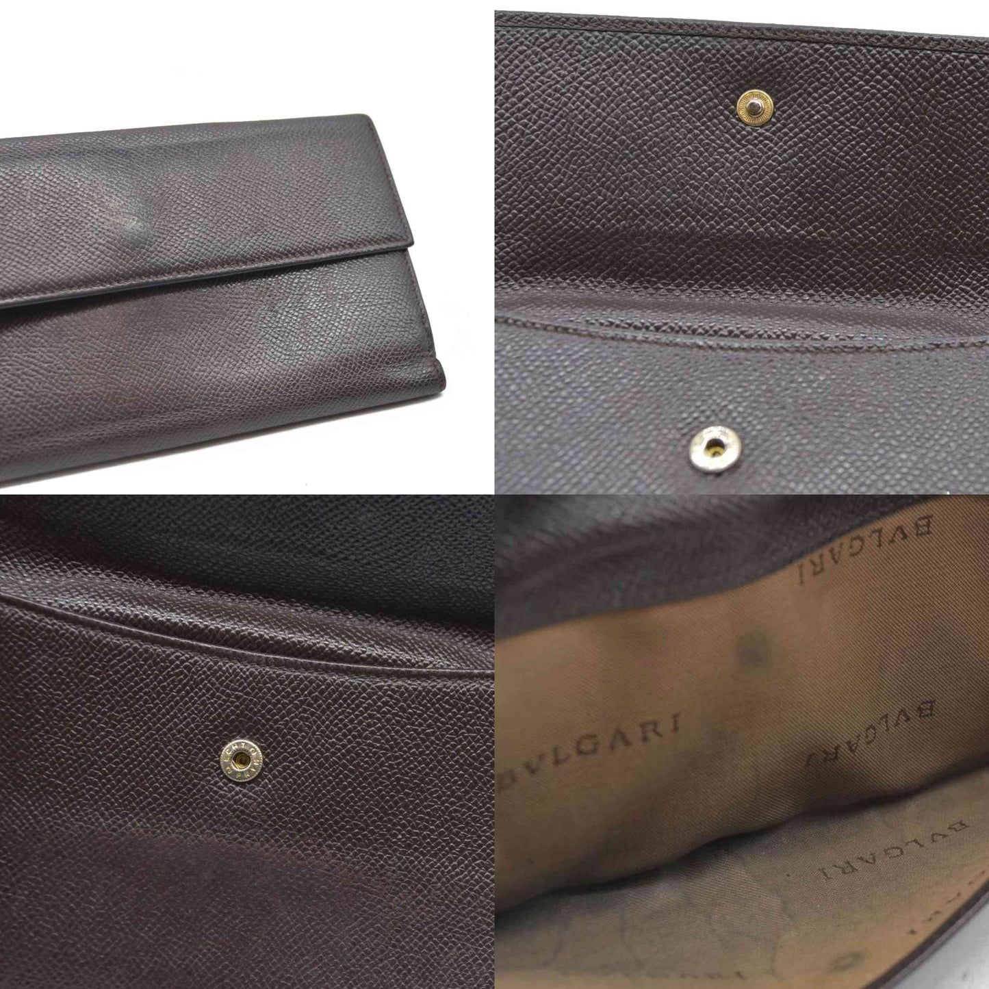 BVLGARI $640 Classico Leather Bifold Long Wallet Brown/7BH0176