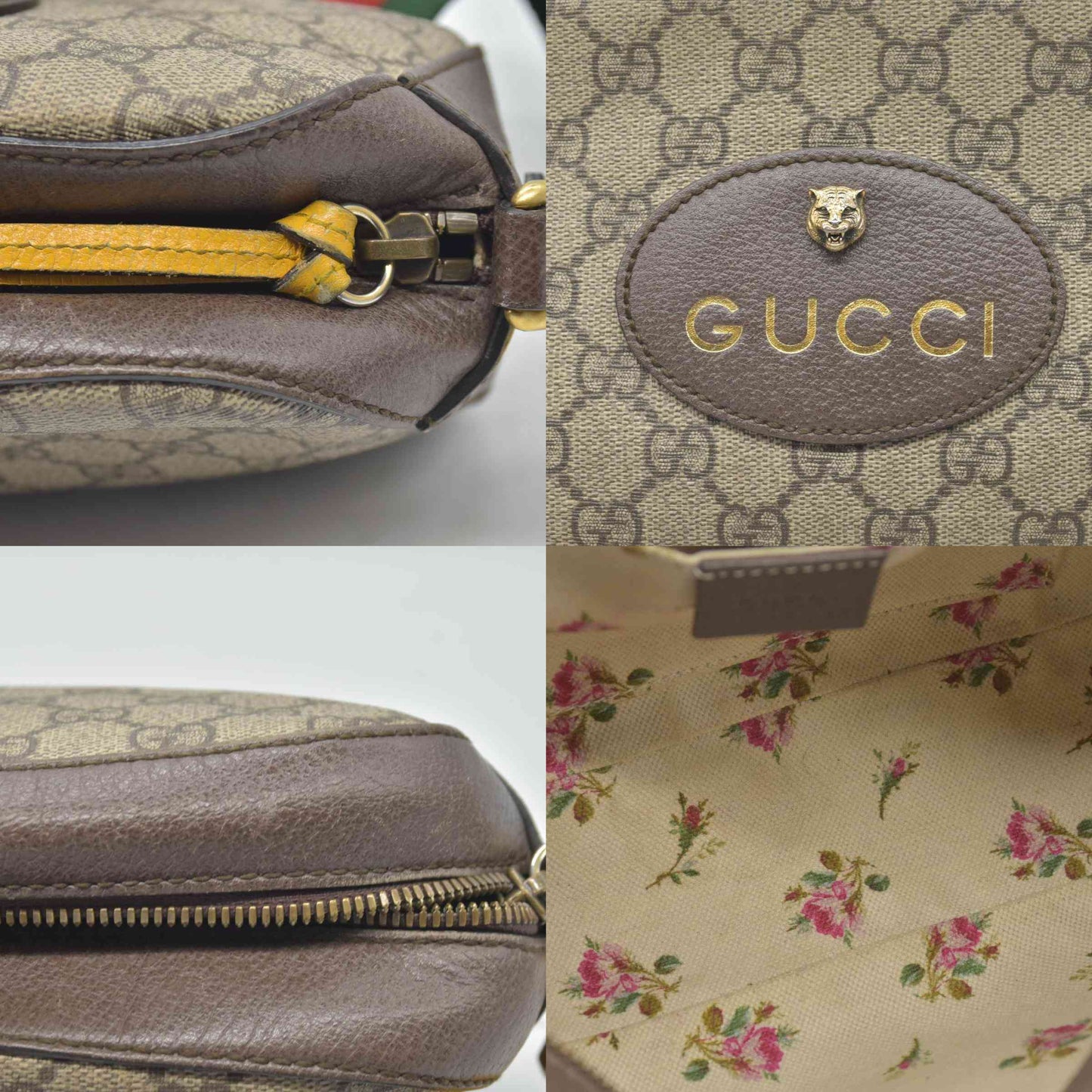 Gucci GG Supreme Monogram Web Neo Vintage Shoulder Bag Beige New Acero Crop