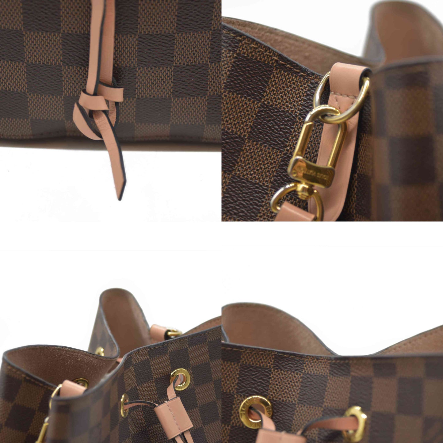 AUCTION $2300 Louis Vuitton  Damier Ebene Neonoe MM Venus Pink