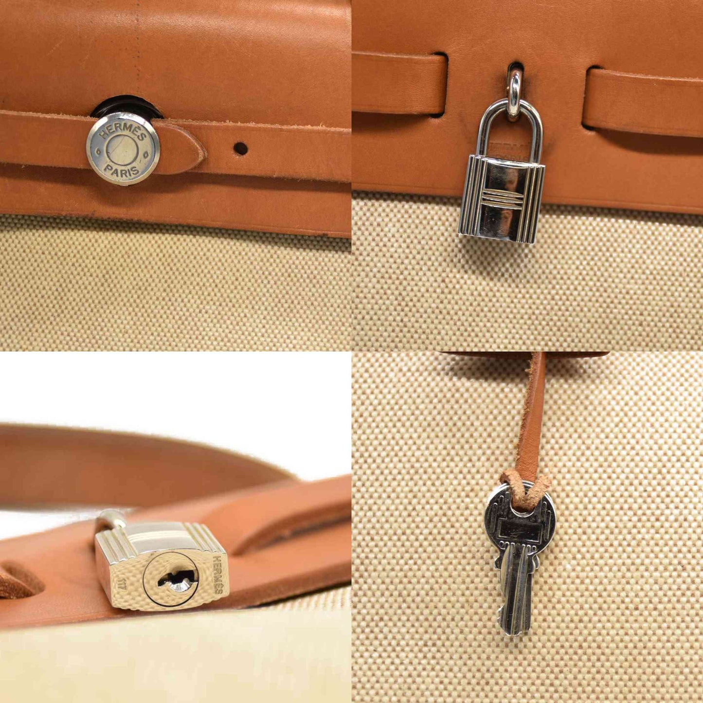 Hermes Toile Vache Calfskin Herbag PM