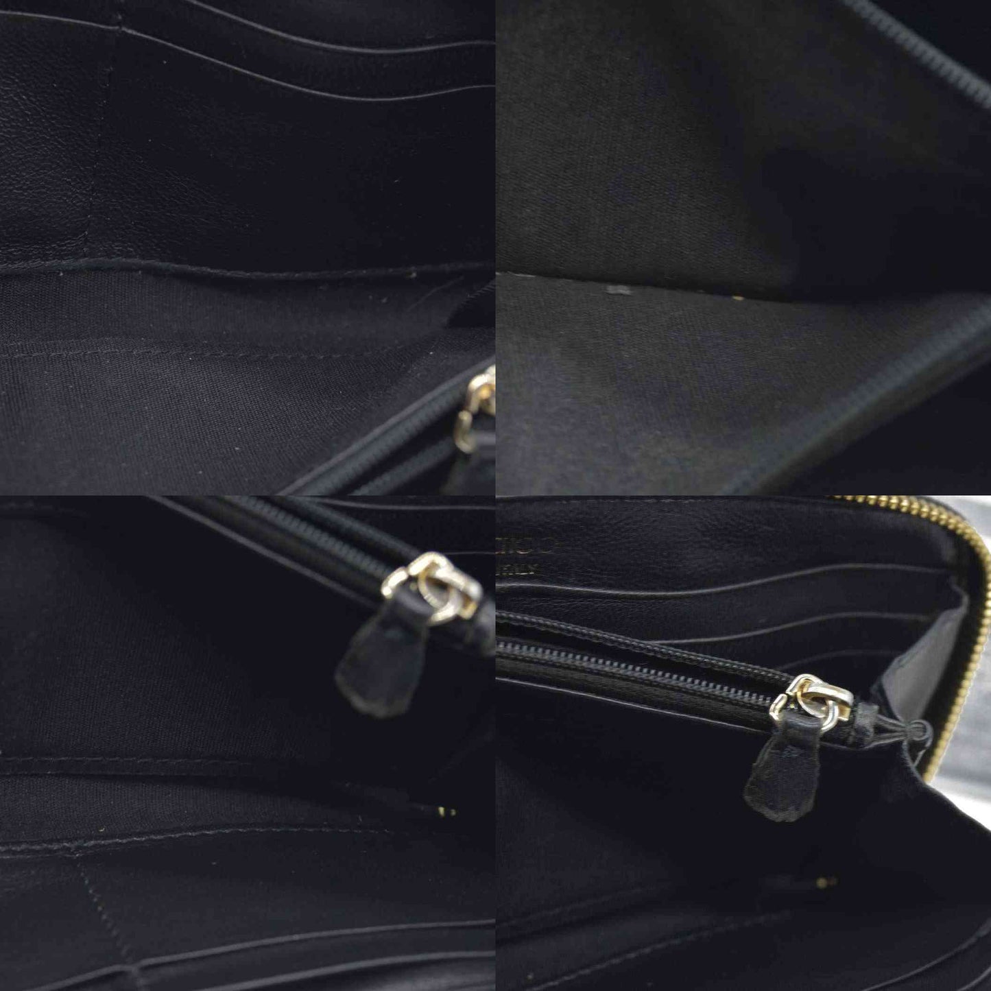 JIMMY CHOO Zip Around Leather Long Wallet Black with Star Studs