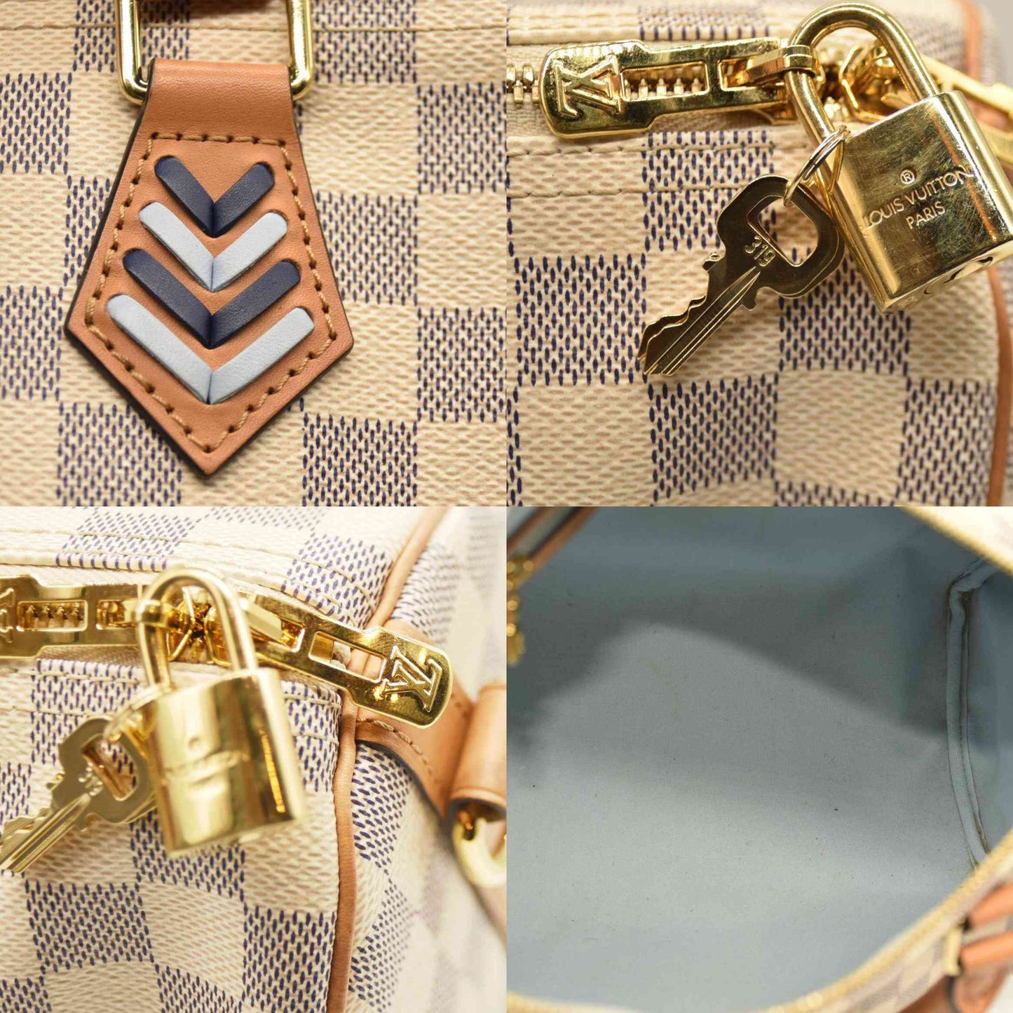 LOUIS VUITTON  Damier Azur Braided Speedy Bandouliere 30 Blue