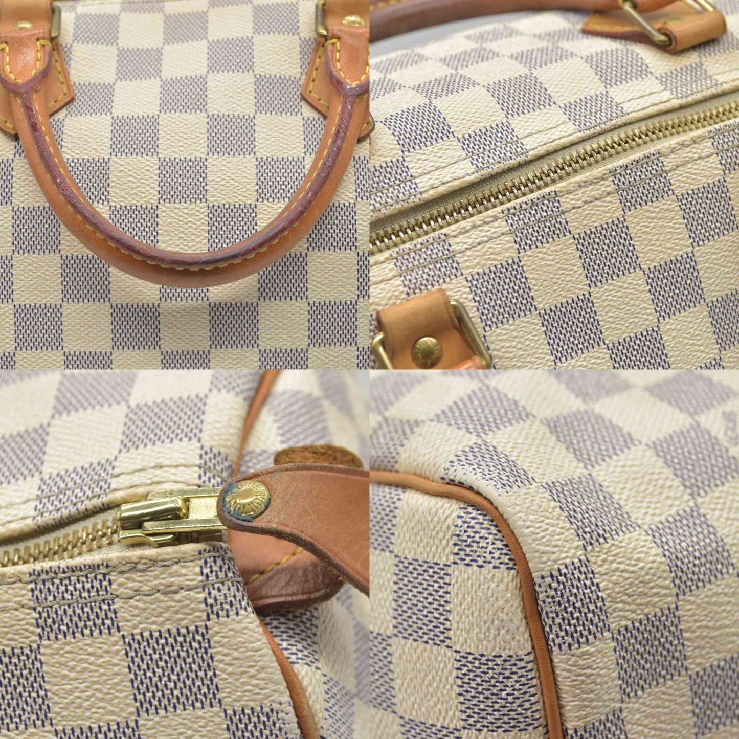 $1630 Louis Vuitton Damier Azur Speedy 30 DU4009