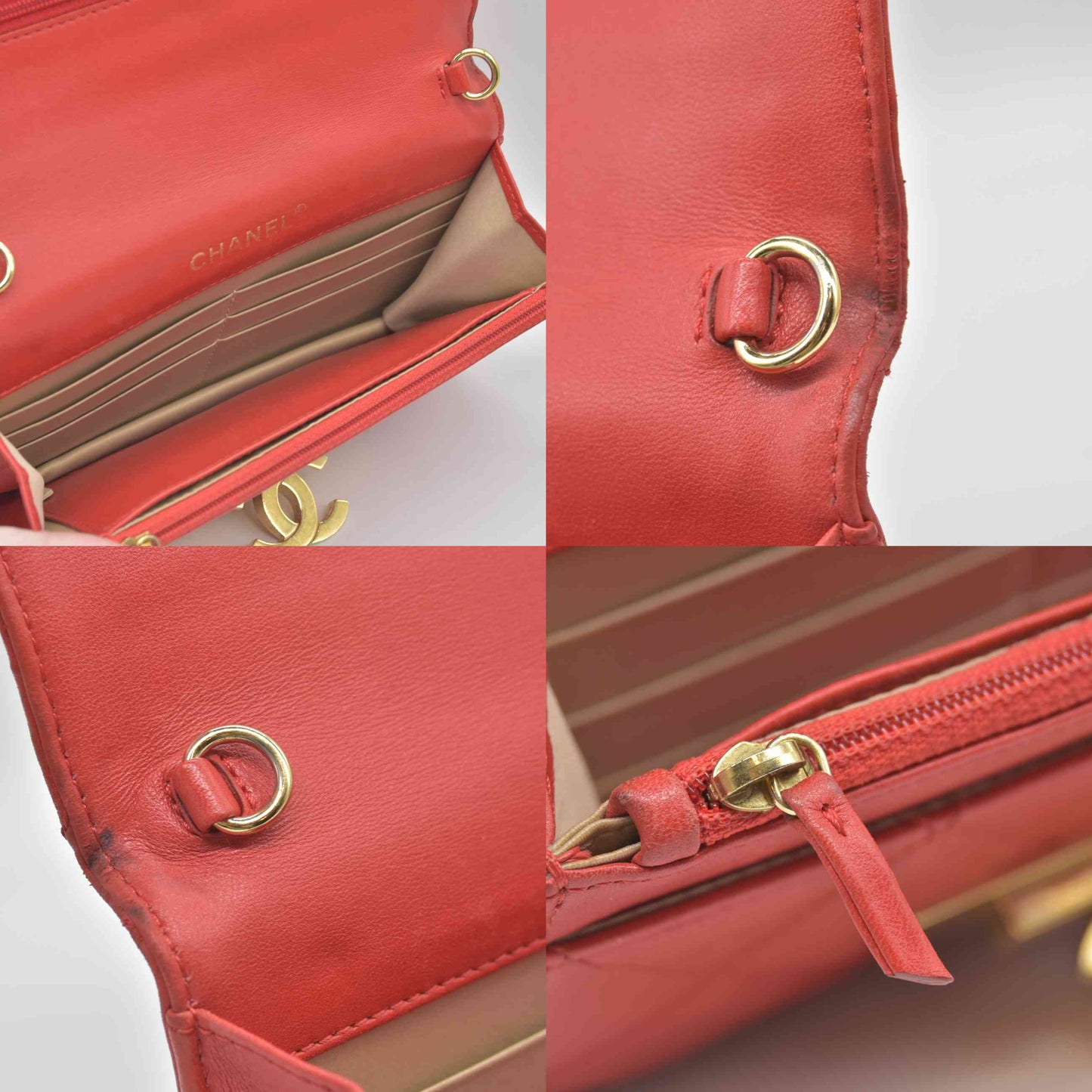 $3495 Chanel  Golden Class Wallet On Chain 2015 Red