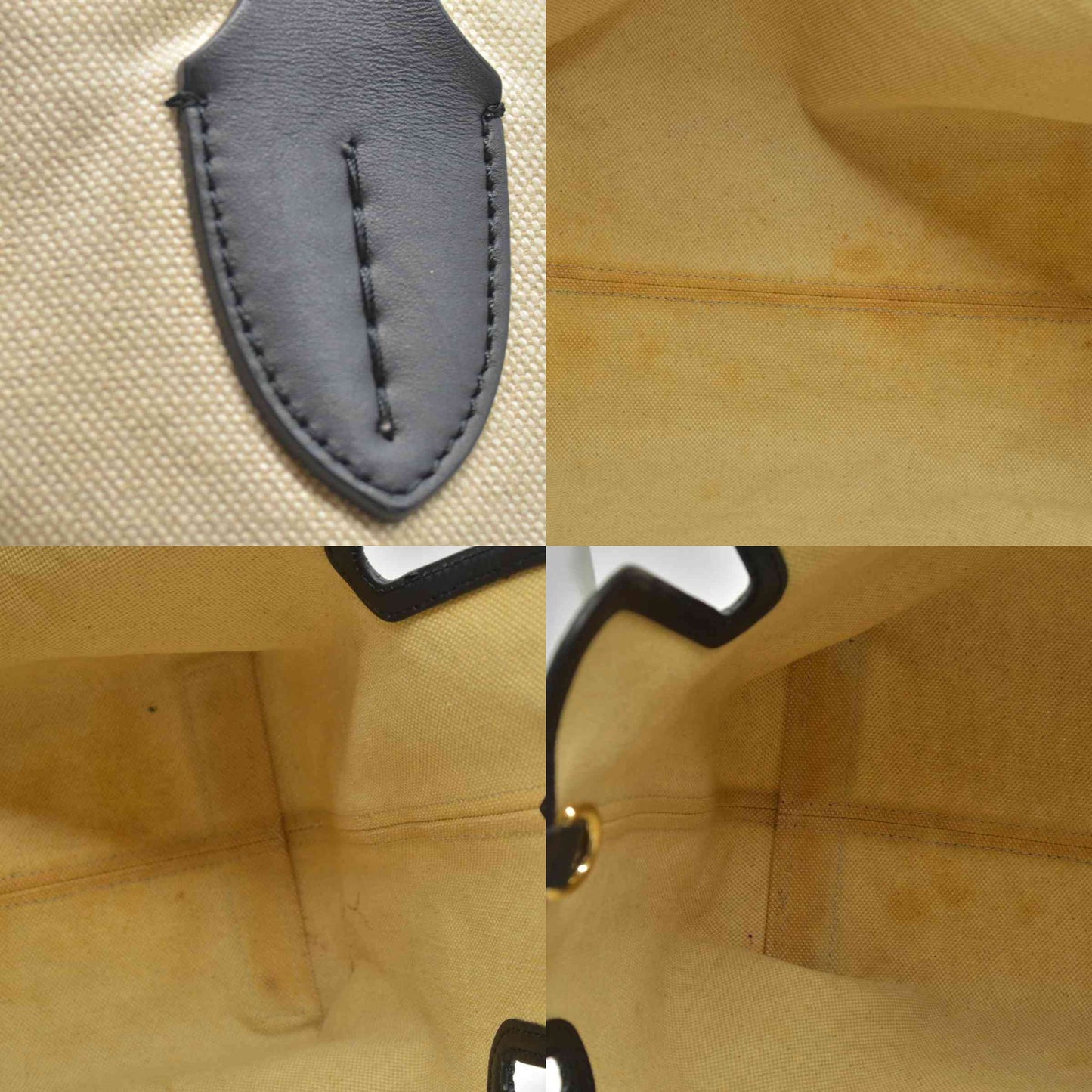 $2490 Burberry Cotton Soft Canvas Calfskin Medium Belt Tote Natural Black