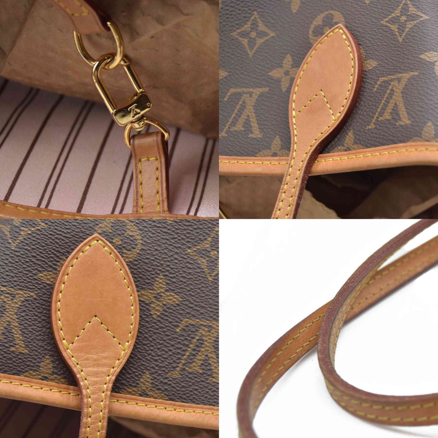 $2170 Louis Vuitton Neverfull MM Monogram Rose Ballerine