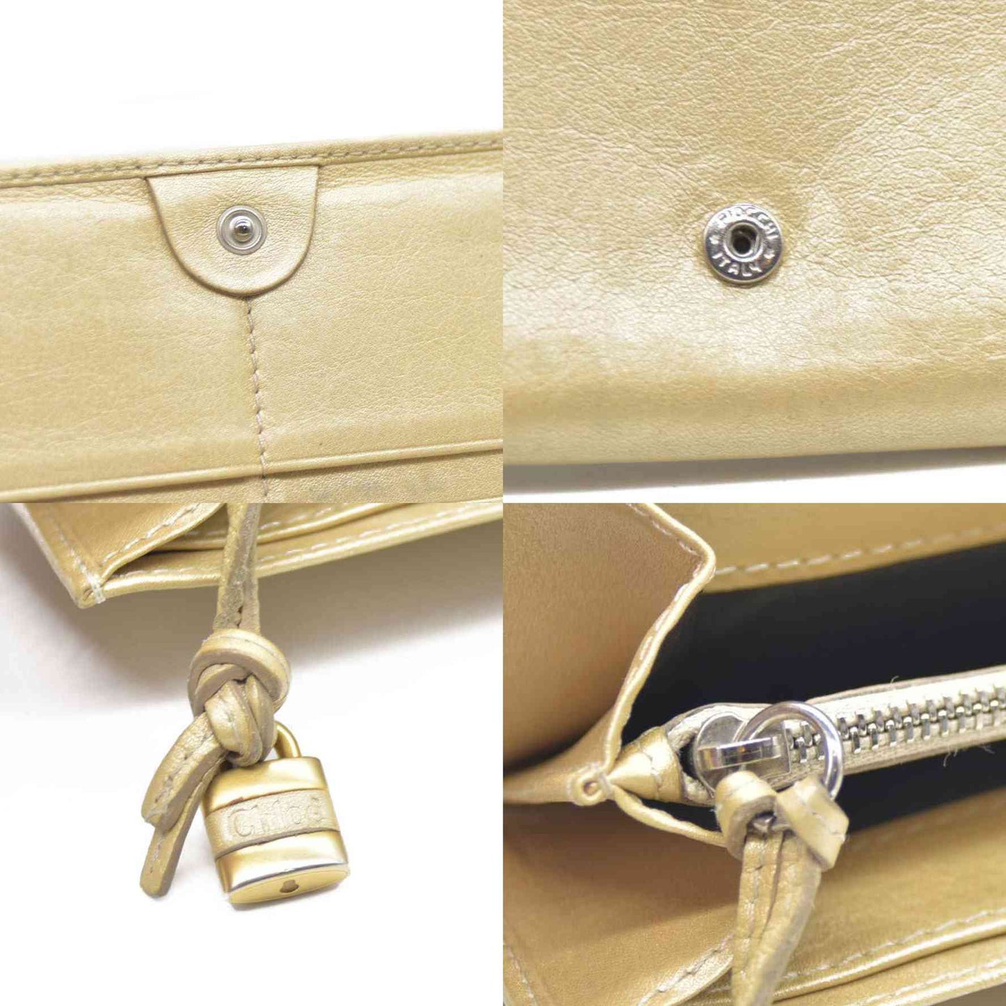 Chloe Paddington Leather Long Bifold Wallet Gold