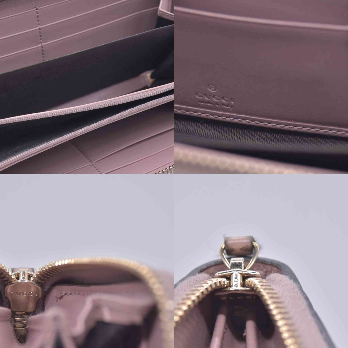 $730 Gucci Guccissima Bow Zip Around Wallet CONSIGNMENT 10021229