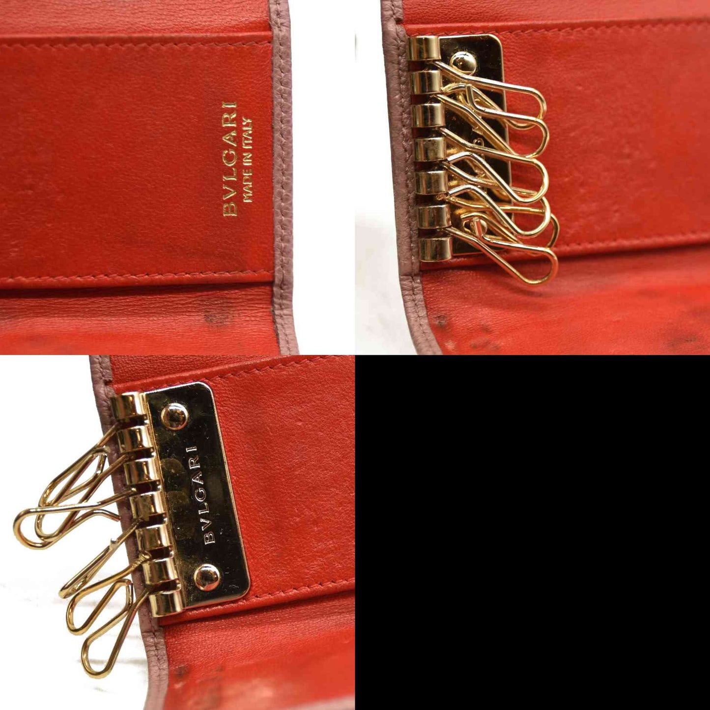 BVLGARI BVLGARIBVLGARI Clip Leather 6 Ring Key Case Pink
