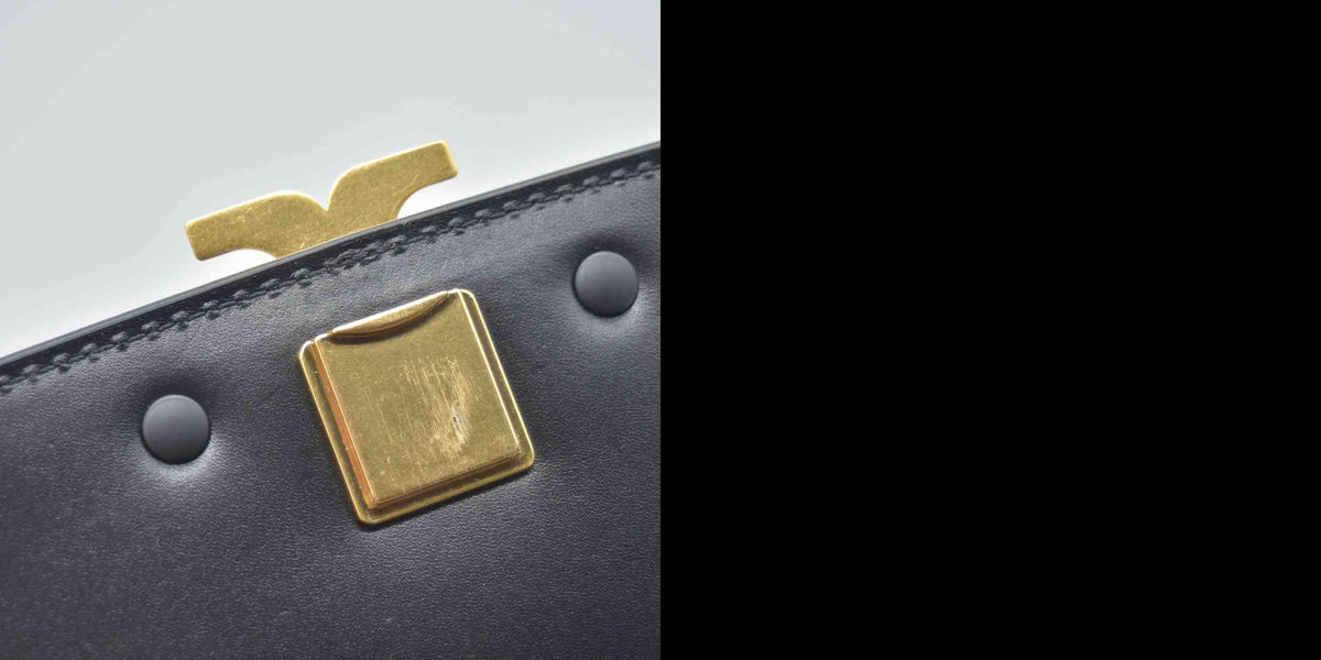 $800 Tory Burch Eleanor Convertible Shoulder Bag Black Gold