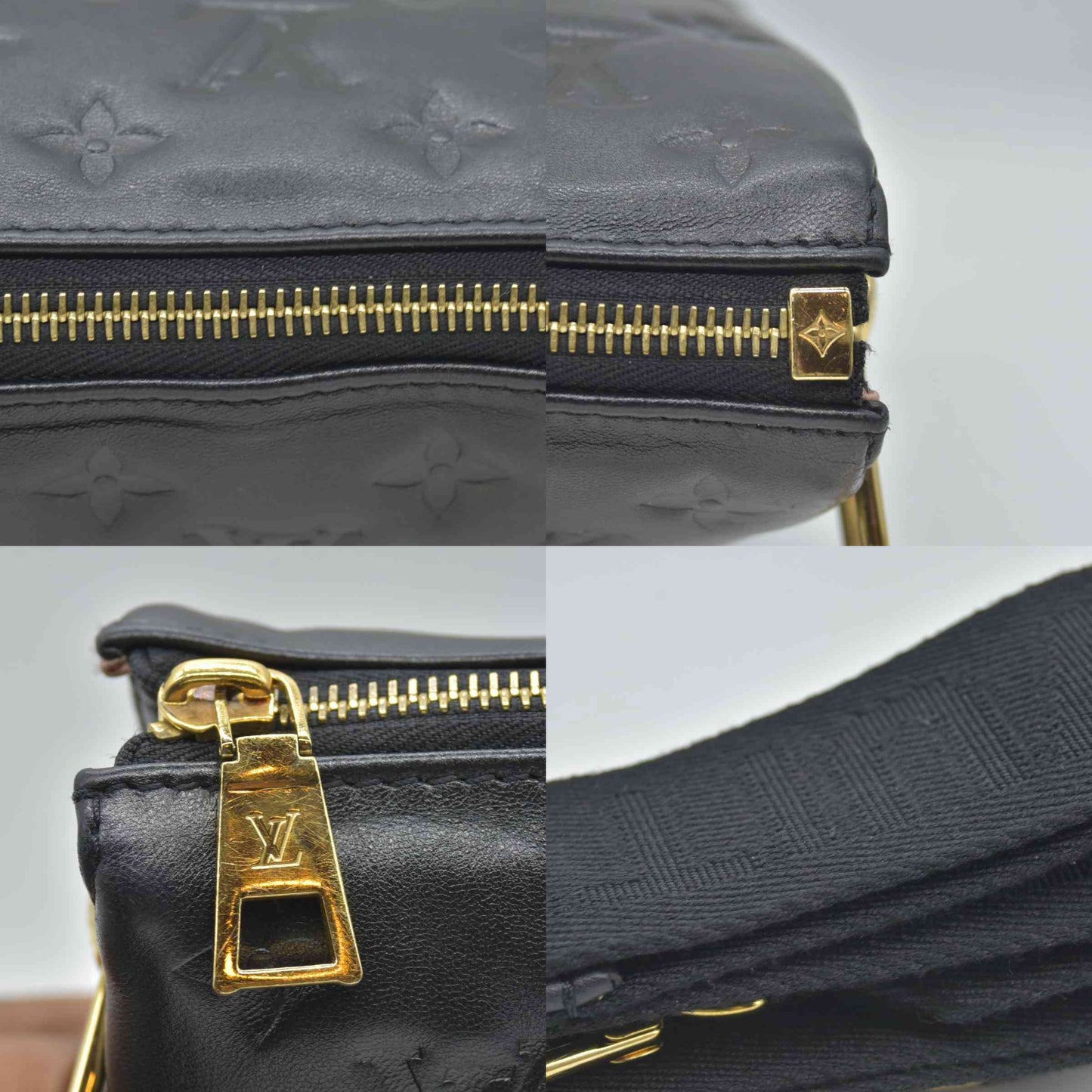 $4950 Louis Vuitton Lambskin Embossed Monogram Coussin PM Black