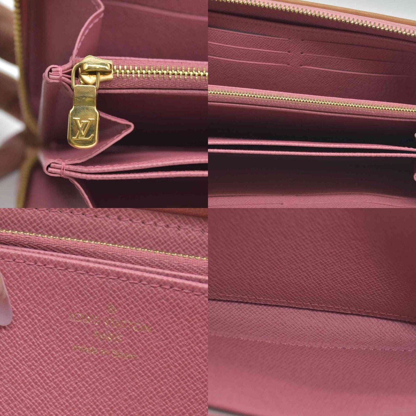 $1060 Louis Vuitton Denim Monogram Jacquard Zippy Wallet Pink